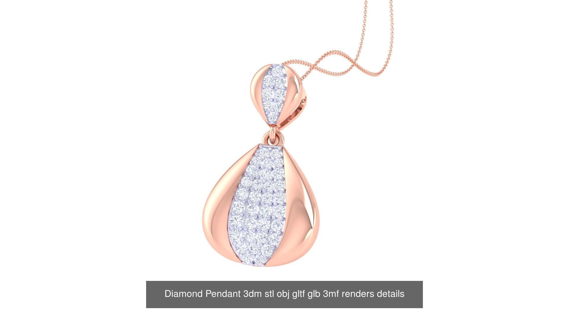 130 Diamond Pendant 3dm stl obj gltf glb 3mf 3D Model Collection_88