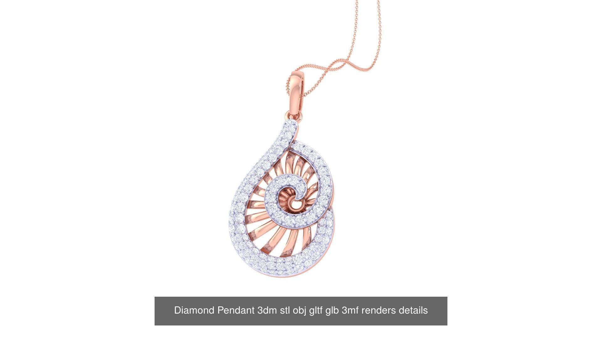 130 Diamond Pendant 3dm stl obj gltf glb 3mf 3D Model Collection_119