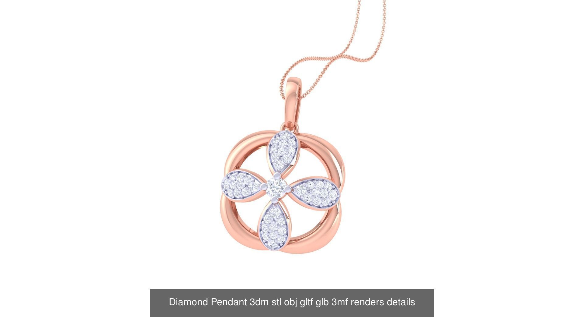 130 Diamond Pendant 3dm stl obj gltf glb 3mf 3D Model Collection_19