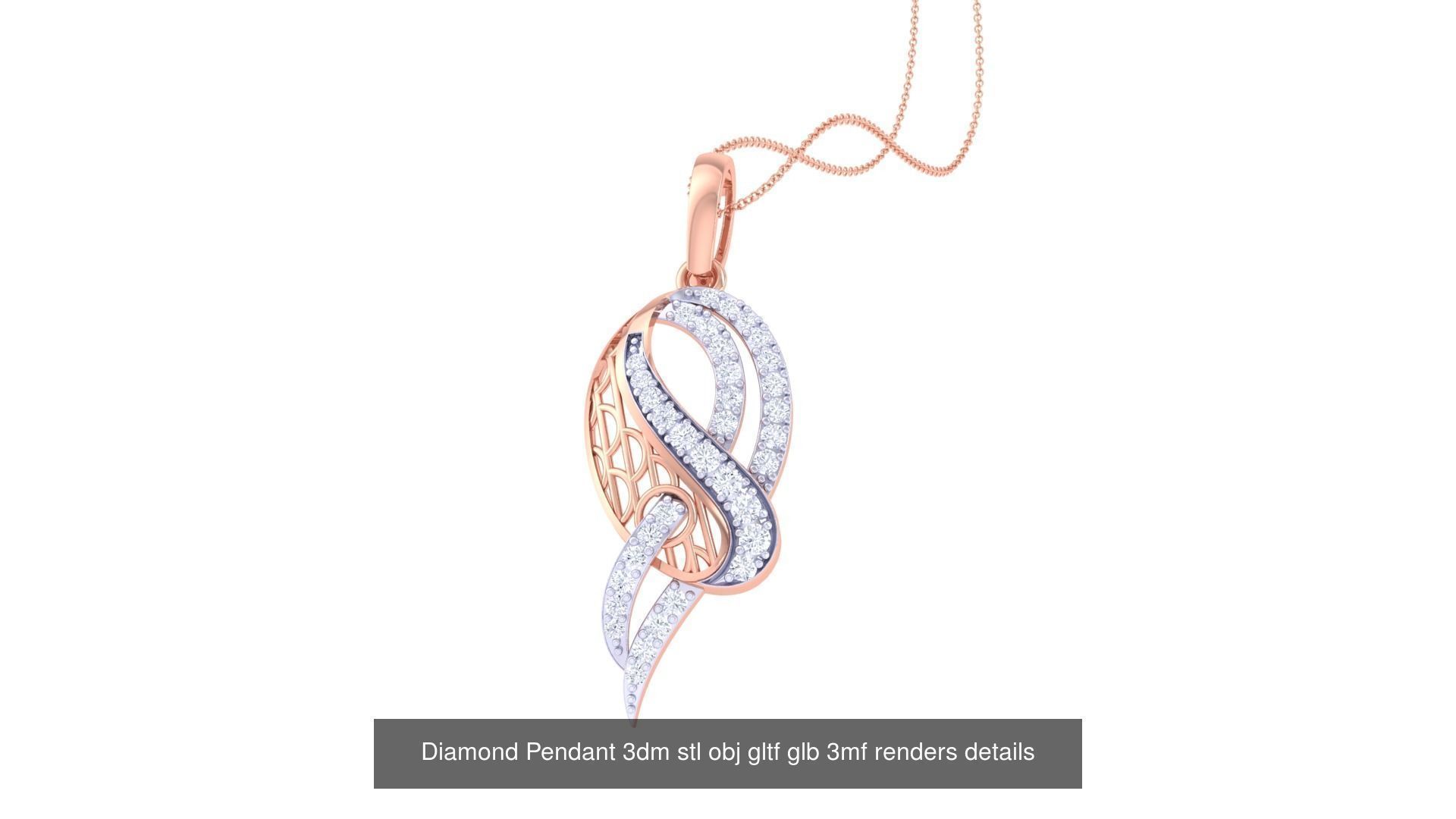 130 Diamond Pendant 3dm stl obj gltf glb 3mf 3D Model Collection_100