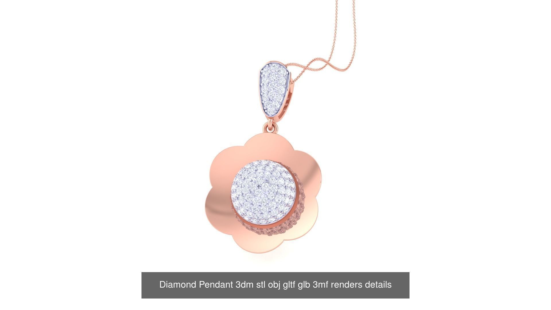 130 Diamond Pendant 3dm stl obj gltf glb 3mf 3D Model Collection_114
