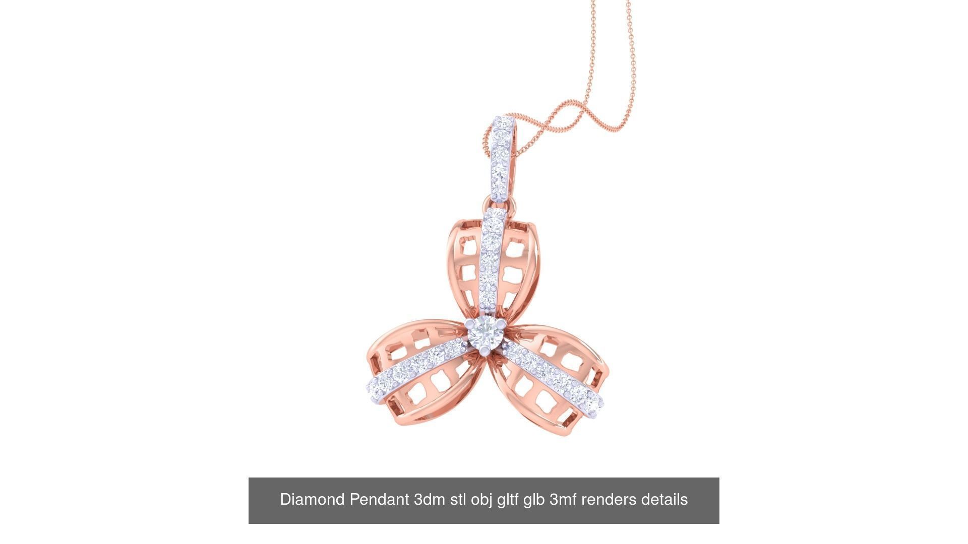 130 Diamond Pendant 3dm stl obj gltf glb 3mf 3D Model Collection_113