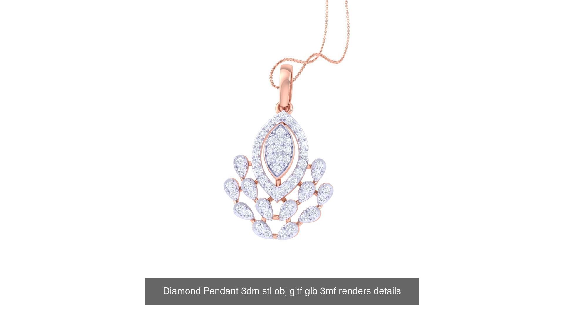 130 Diamond Pendant 3dm stl obj gltf glb 3mf 3D Model Collection_30