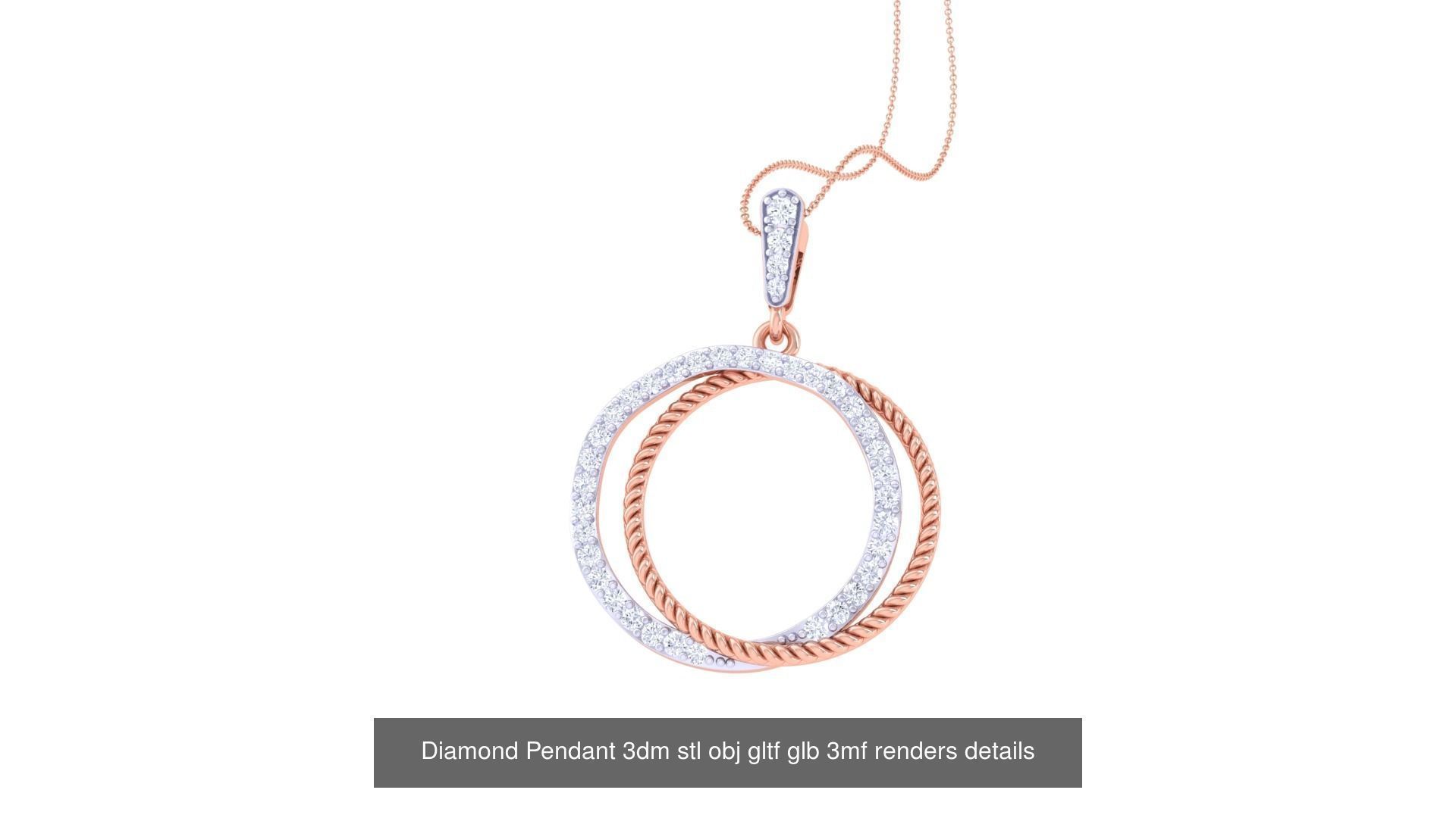 130 Diamond Pendant 3dm stl obj gltf glb 3mf 3D Model Collection_98