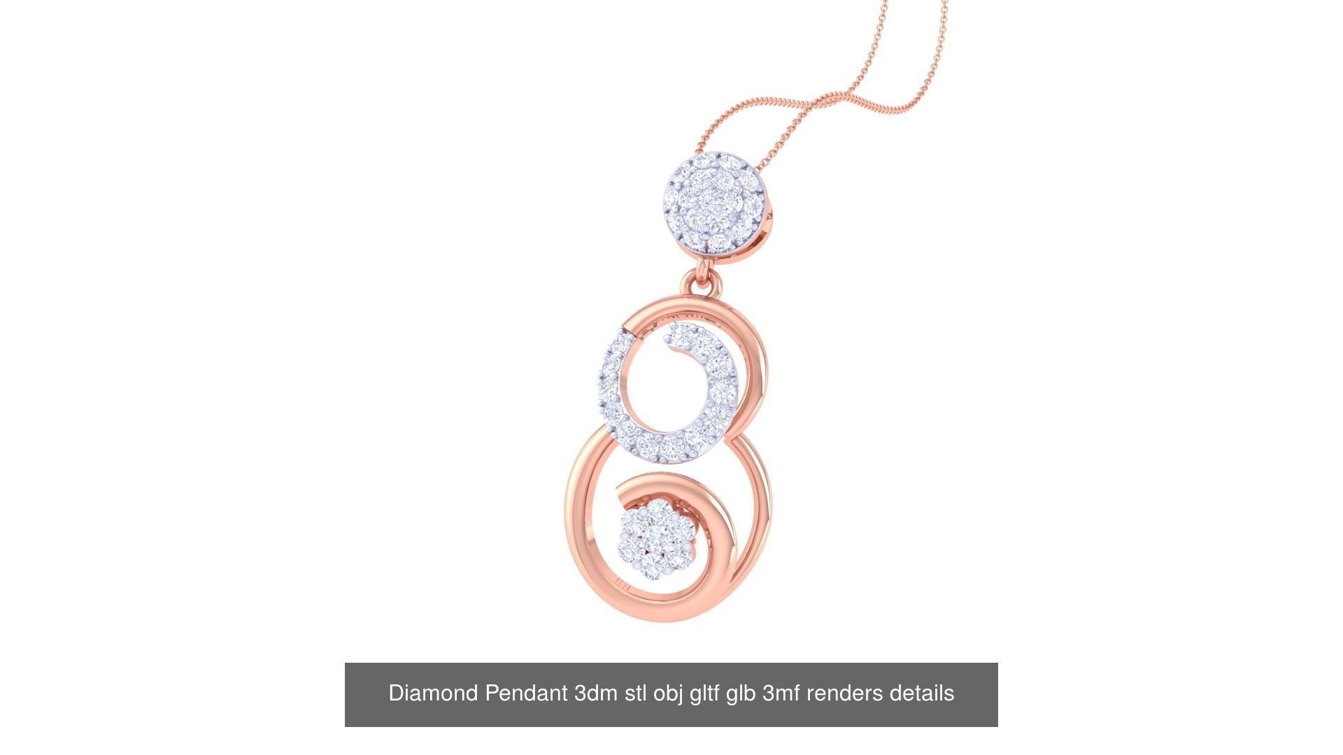 130 Diamond Pendant 3dm stl obj gltf glb 3mf 3D Model Collection_21