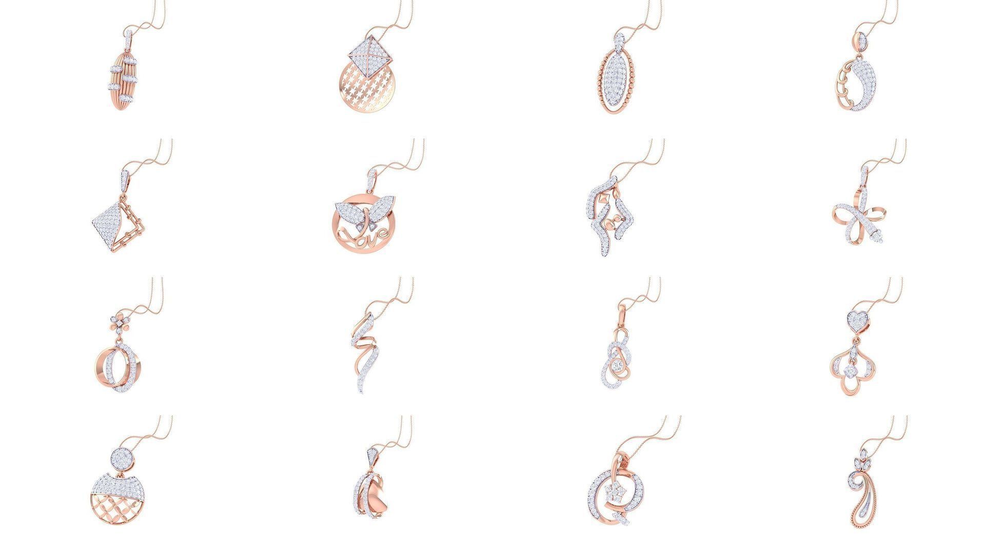 130 Diamond Pendant 3dm stl obj gltf glb 3mf 3D Model Collection_5