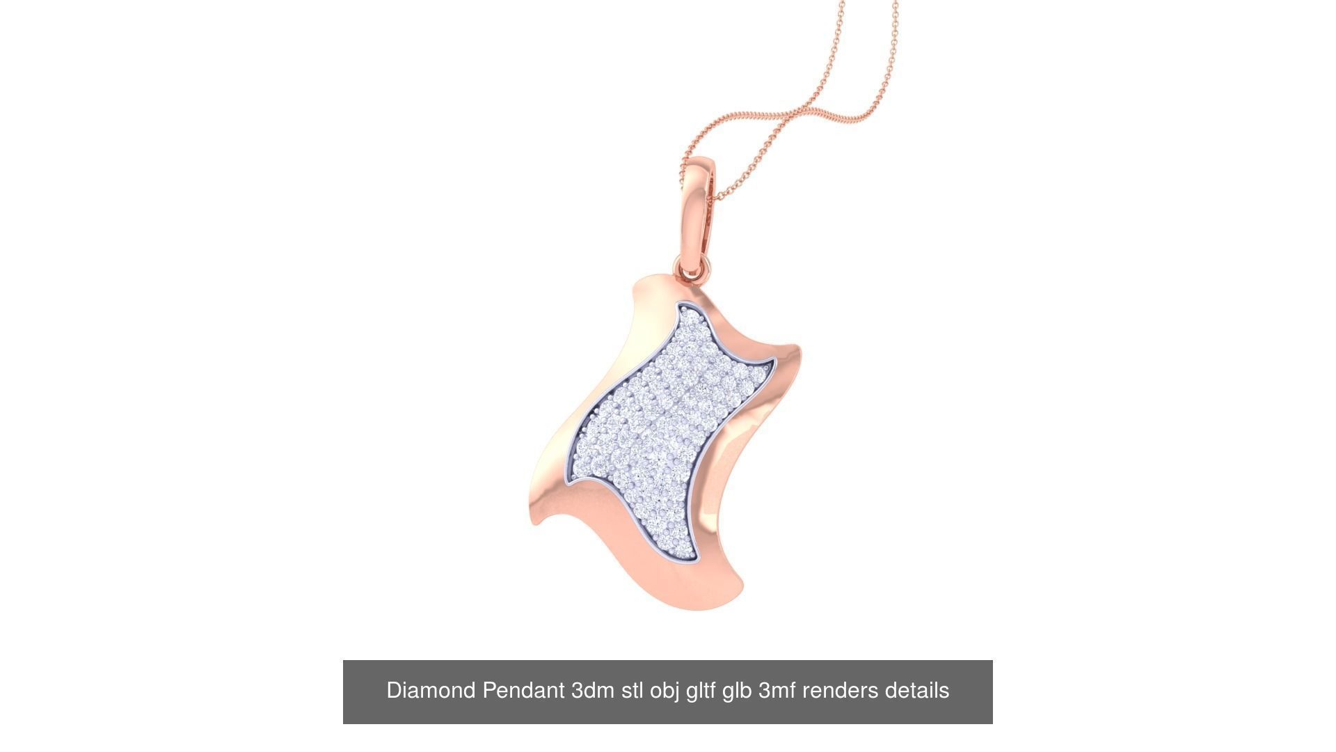130 Diamond Pendant 3dm stl obj gltf glb 3mf 3D Model Collection_93