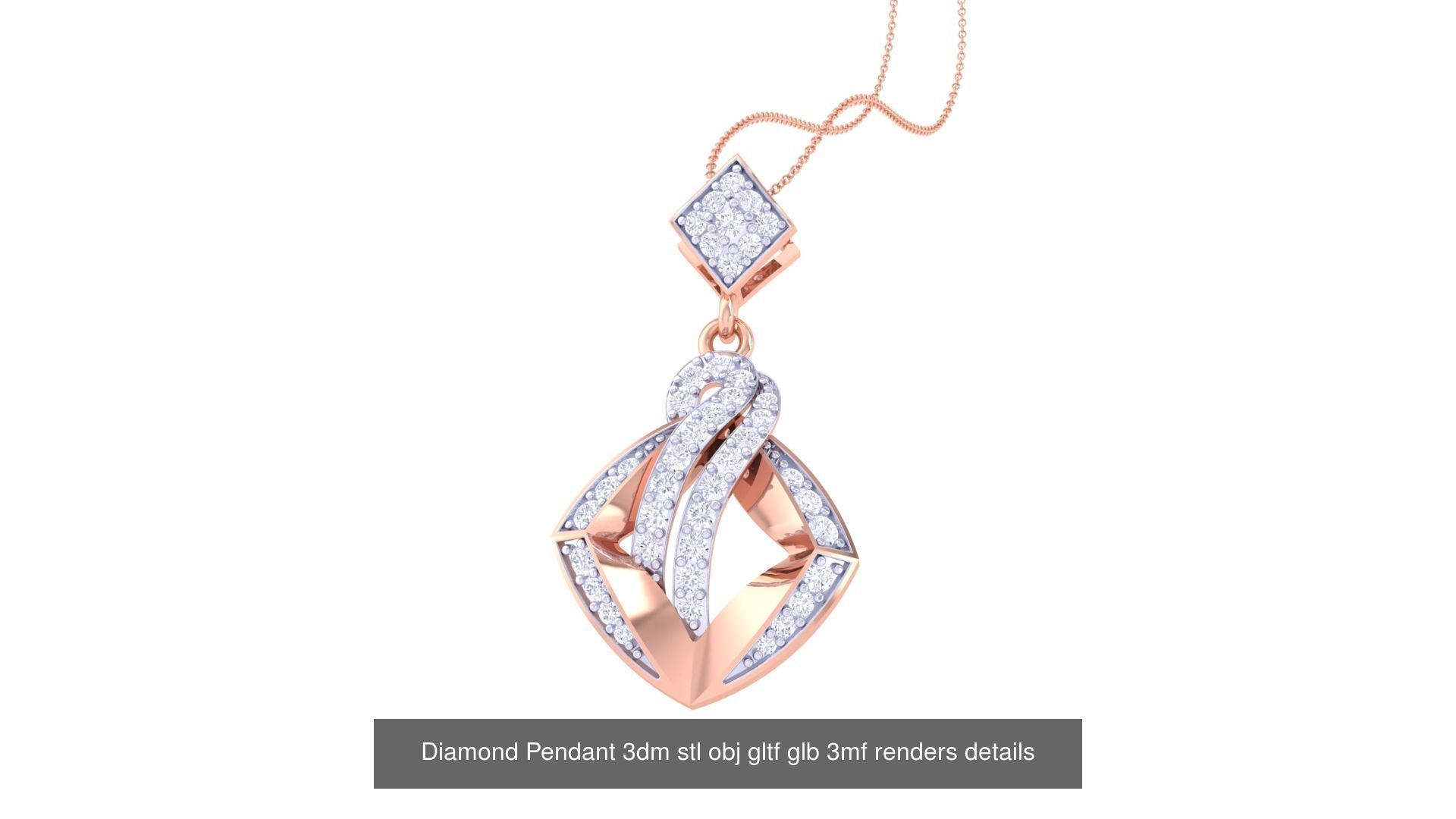 130 Diamond Pendant 3dm stl obj gltf glb 3mf 3D Model Collection_99