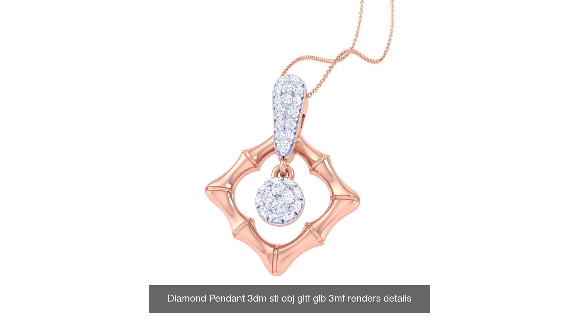 130 Diamond Pendant 3dm stl obj gltf glb 3mf 3D Model Collection_58