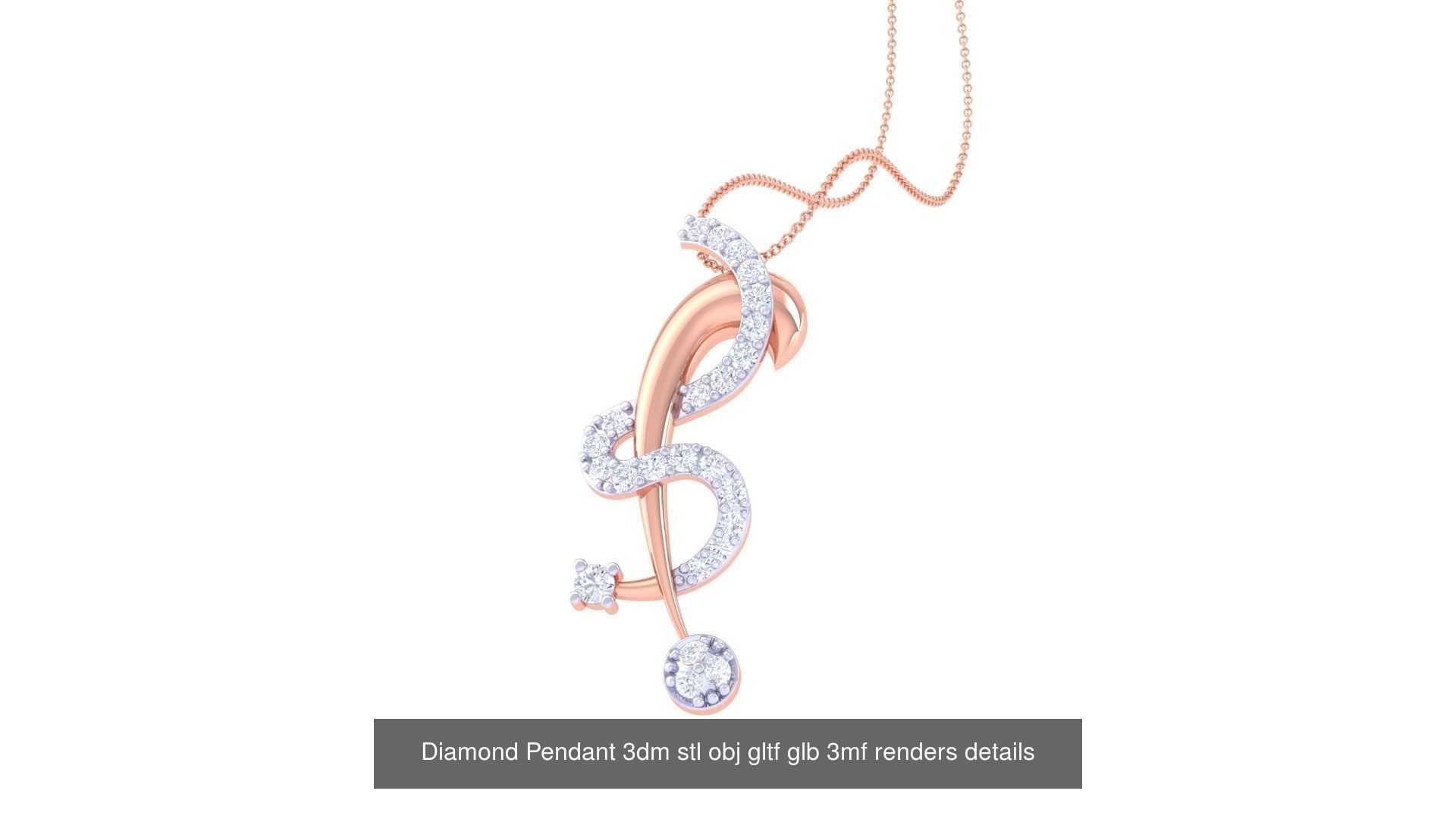 130 Diamond Pendant 3dm stl obj gltf glb 3mf 3D Model Collection_84