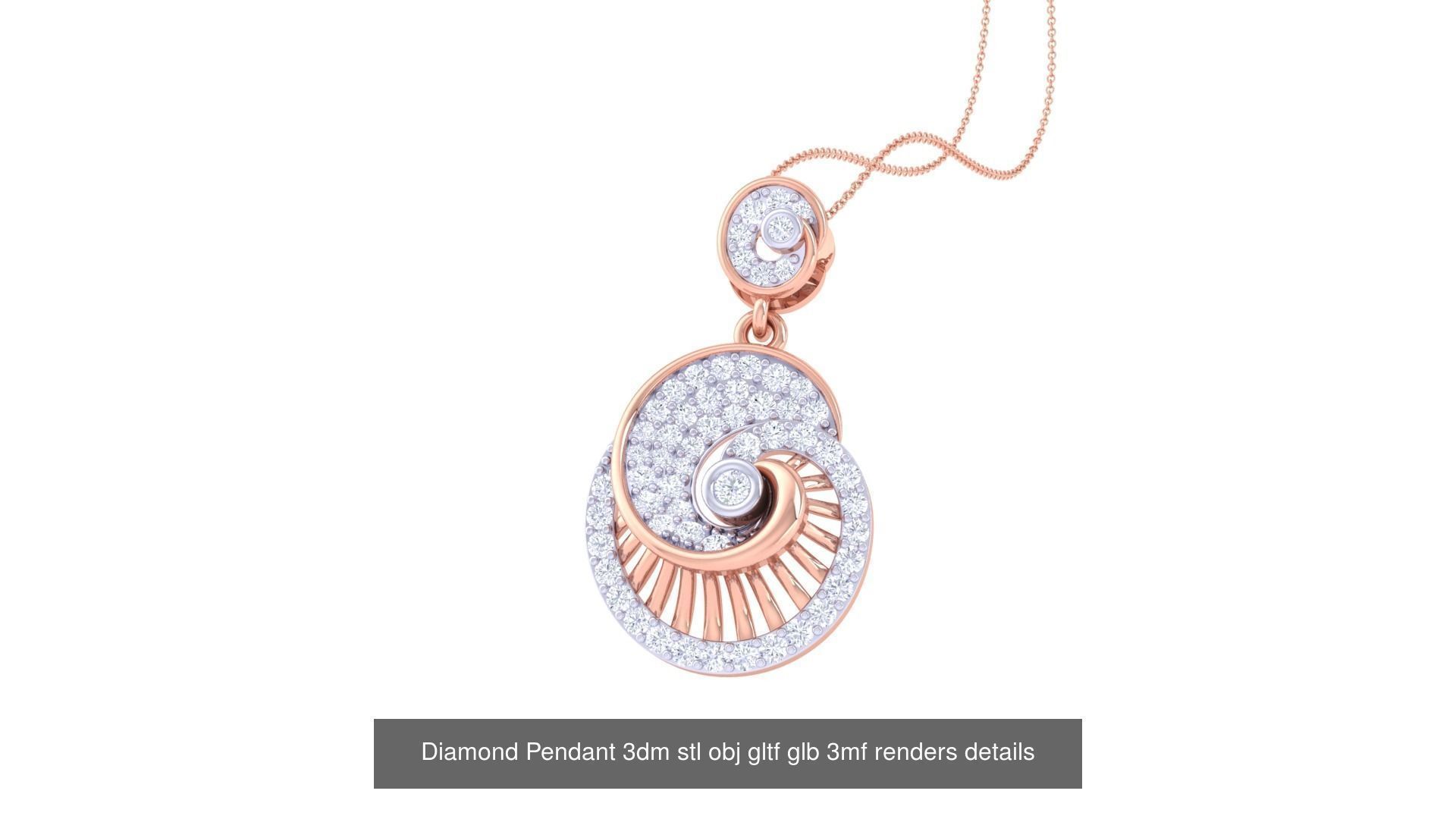 130 Diamond Pendant 3dm stl obj gltf glb 3mf 3D Model Collection_130