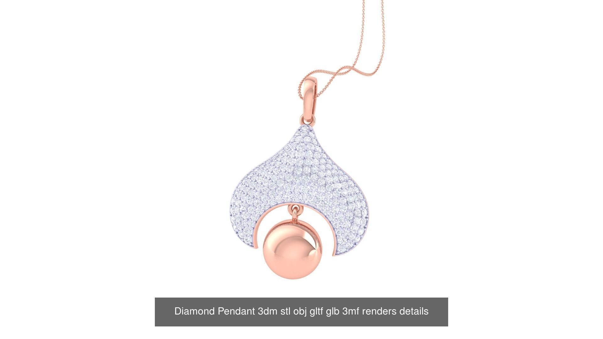 130 Diamond Pendant 3dm stl obj gltf glb 3mf 3D Model Collection_36