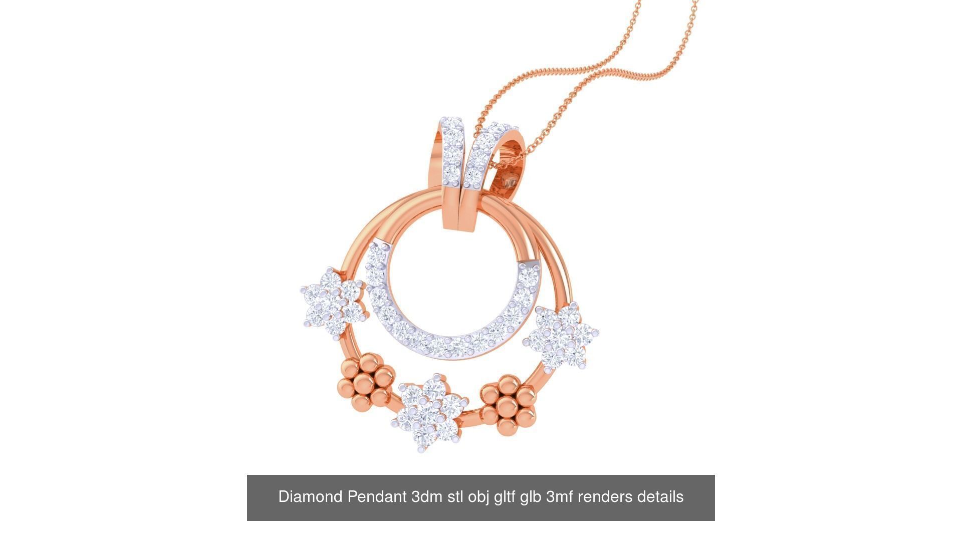 130 Diamond Pendant 3dm stl obj gltf glb 3mf 3D Model Collection_111