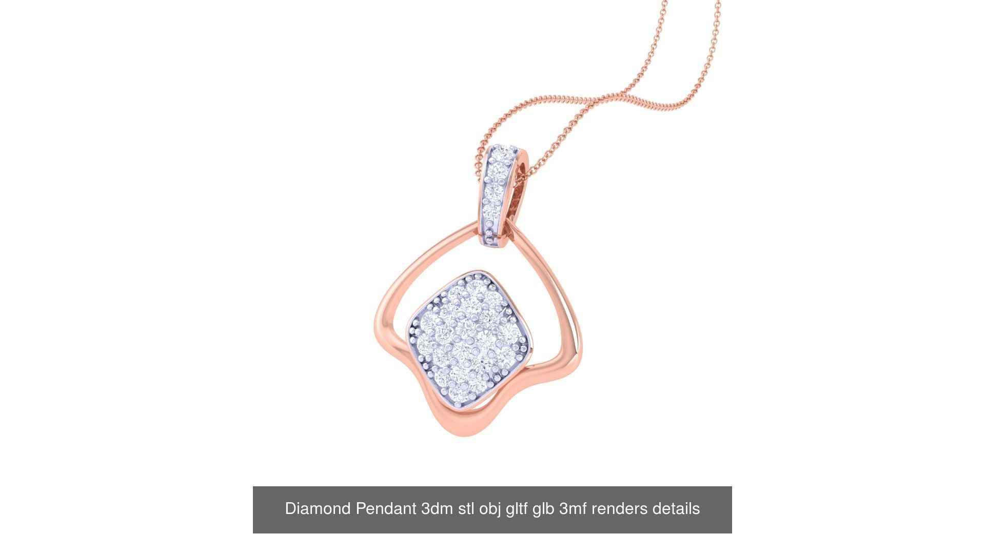 130 Diamond Pendant 3dm stl obj gltf glb 3mf 3D Model Collection_55