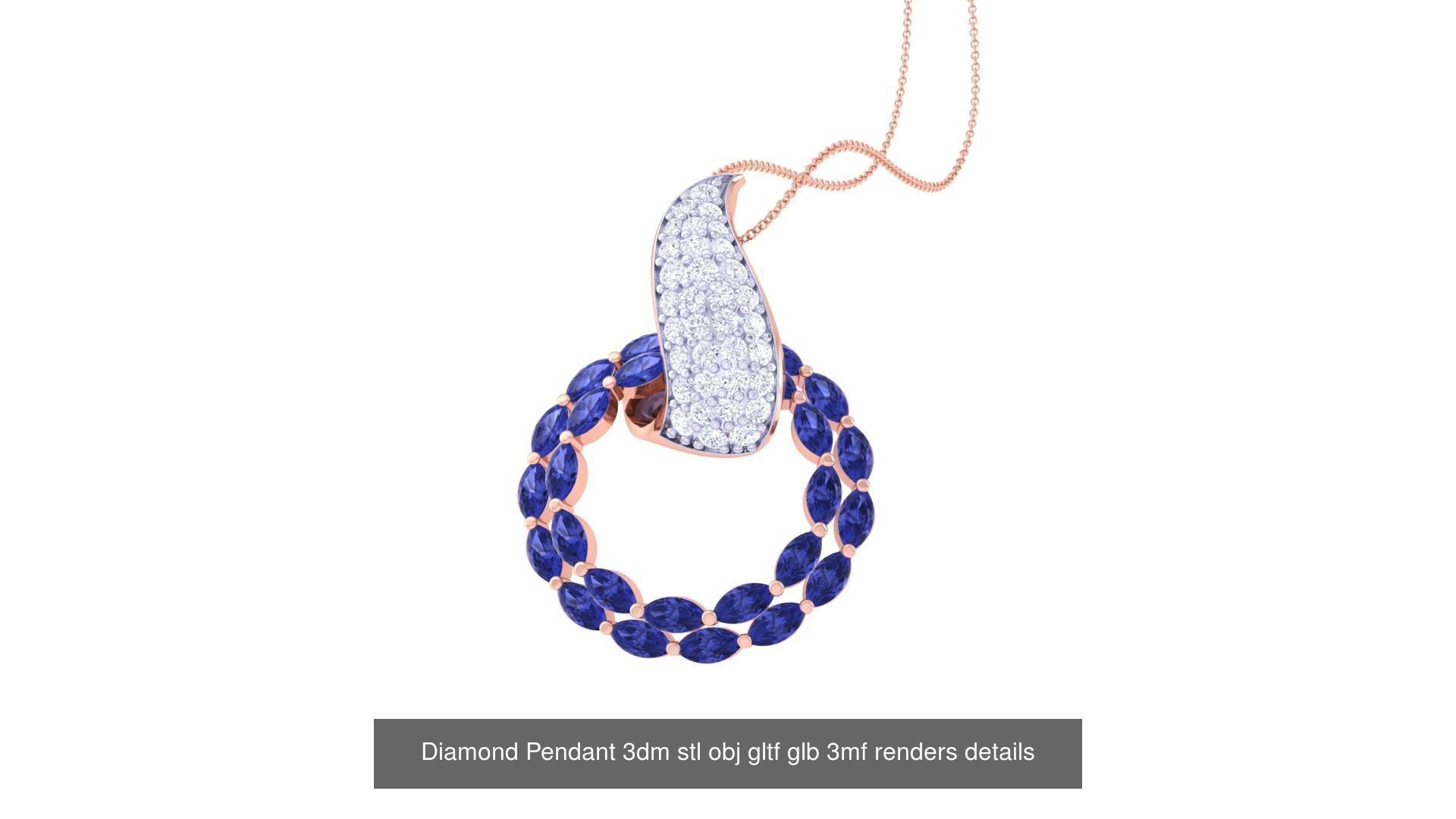 130 Diamond Pendant 3dm stl obj gltf glb 3mf 3D Model Collection_139