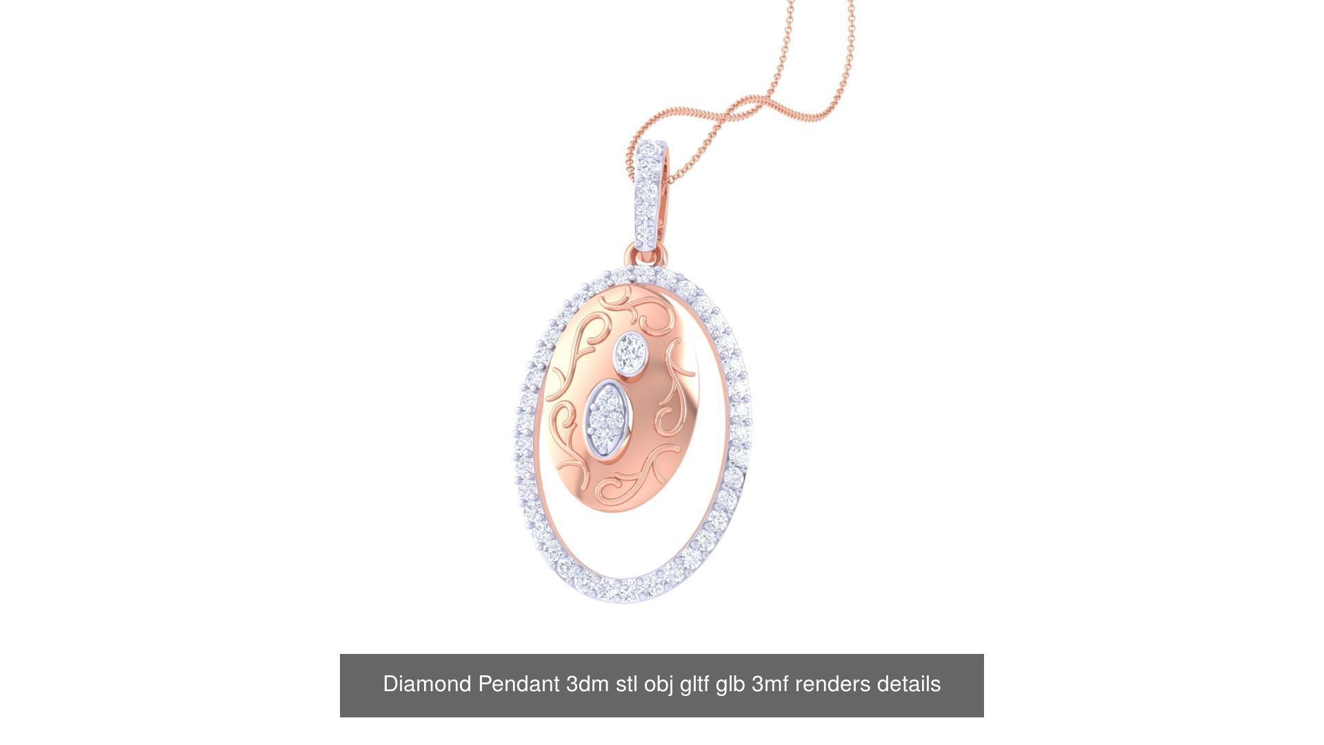 130 Diamond Pendant 3dm stl obj gltf glb 3mf 3D Model Collection_85