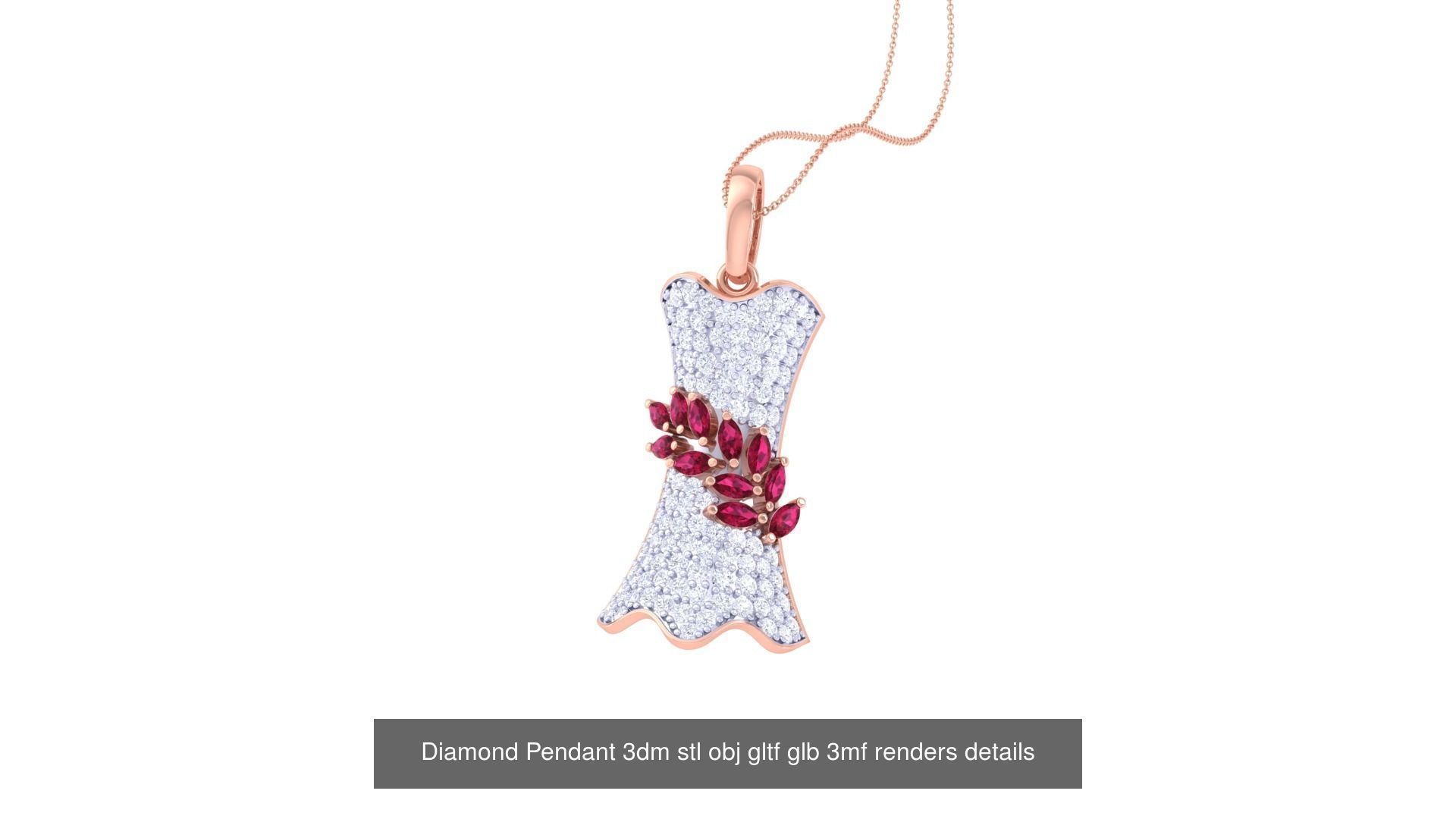 130 Diamond Pendant 3dm stl obj gltf glb 3mf 3D Model Collection_133