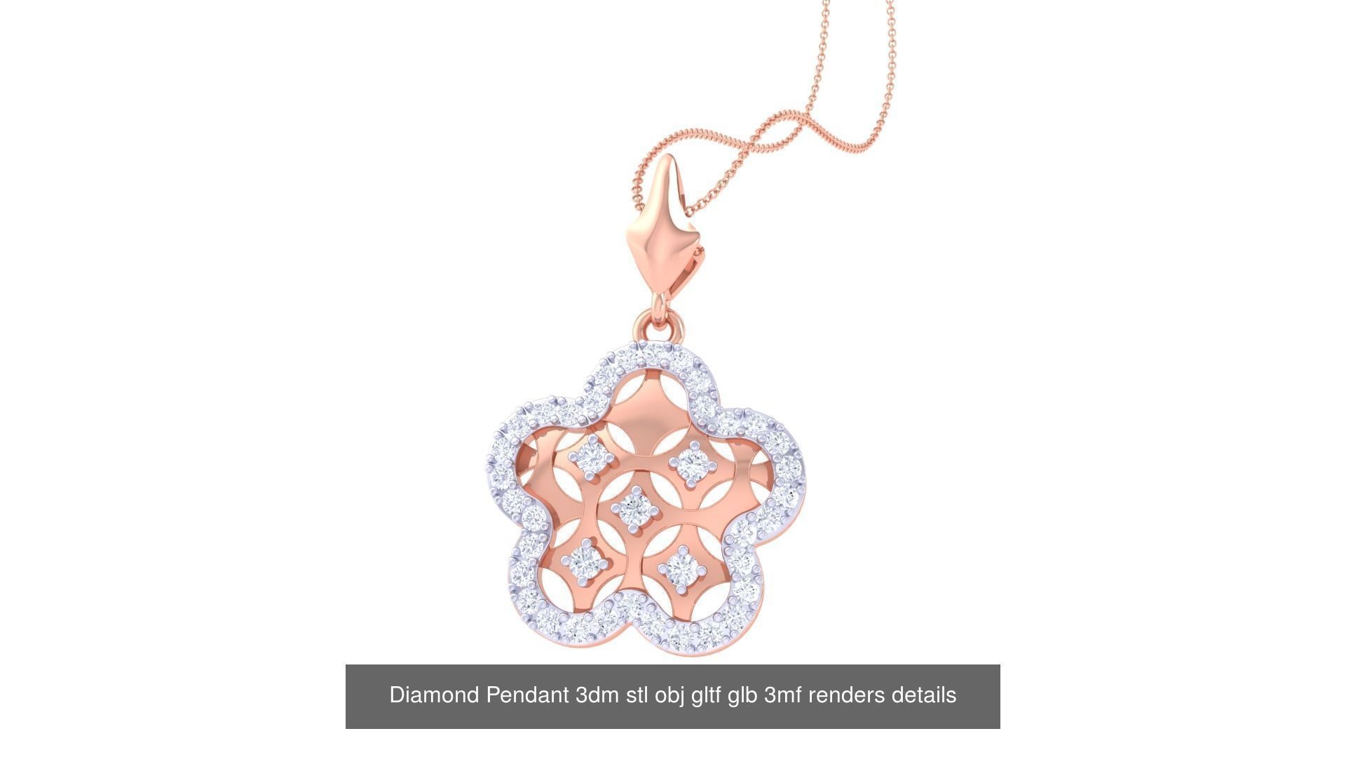 130 Diamond Pendant 3dm stl obj gltf glb 3mf 3D Model Collection_95