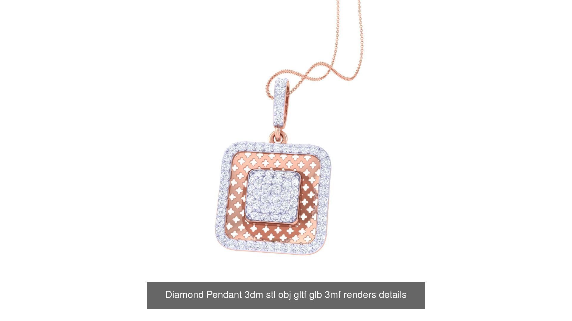 130 Diamond Pendant 3dm stl obj gltf glb 3mf 3D Model Collection_62