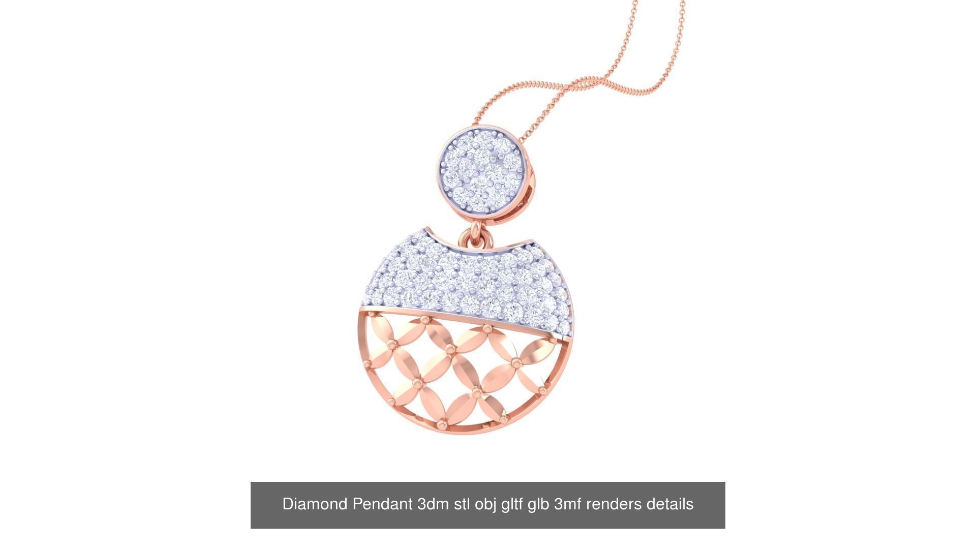 130 Diamond Pendant 3dm stl obj gltf glb 3mf 3D Model Collection_77
