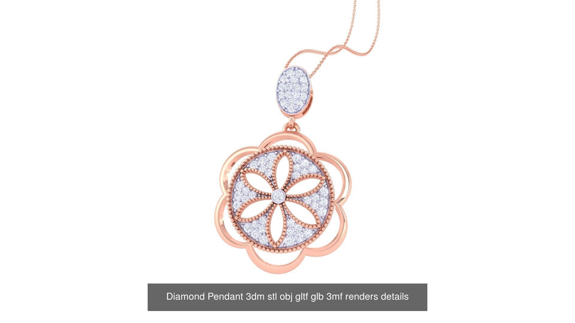 130 Diamond Pendant 3dm stl obj gltf glb 3mf 3D Model Collection_92