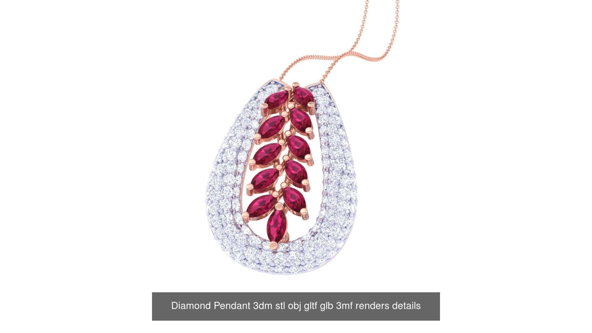 130 Diamond Pendant 3dm stl obj gltf glb 3mf 3D Model Collection_131