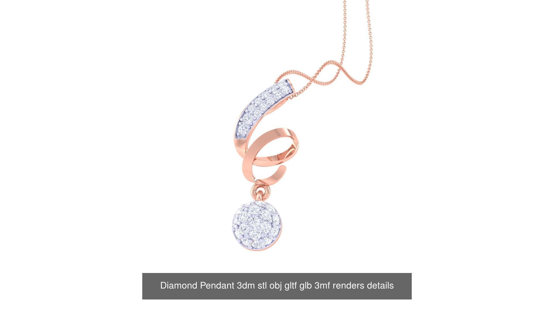 130 Diamond Pendant 3dm stl obj gltf glb 3mf 3D Model Collection_103