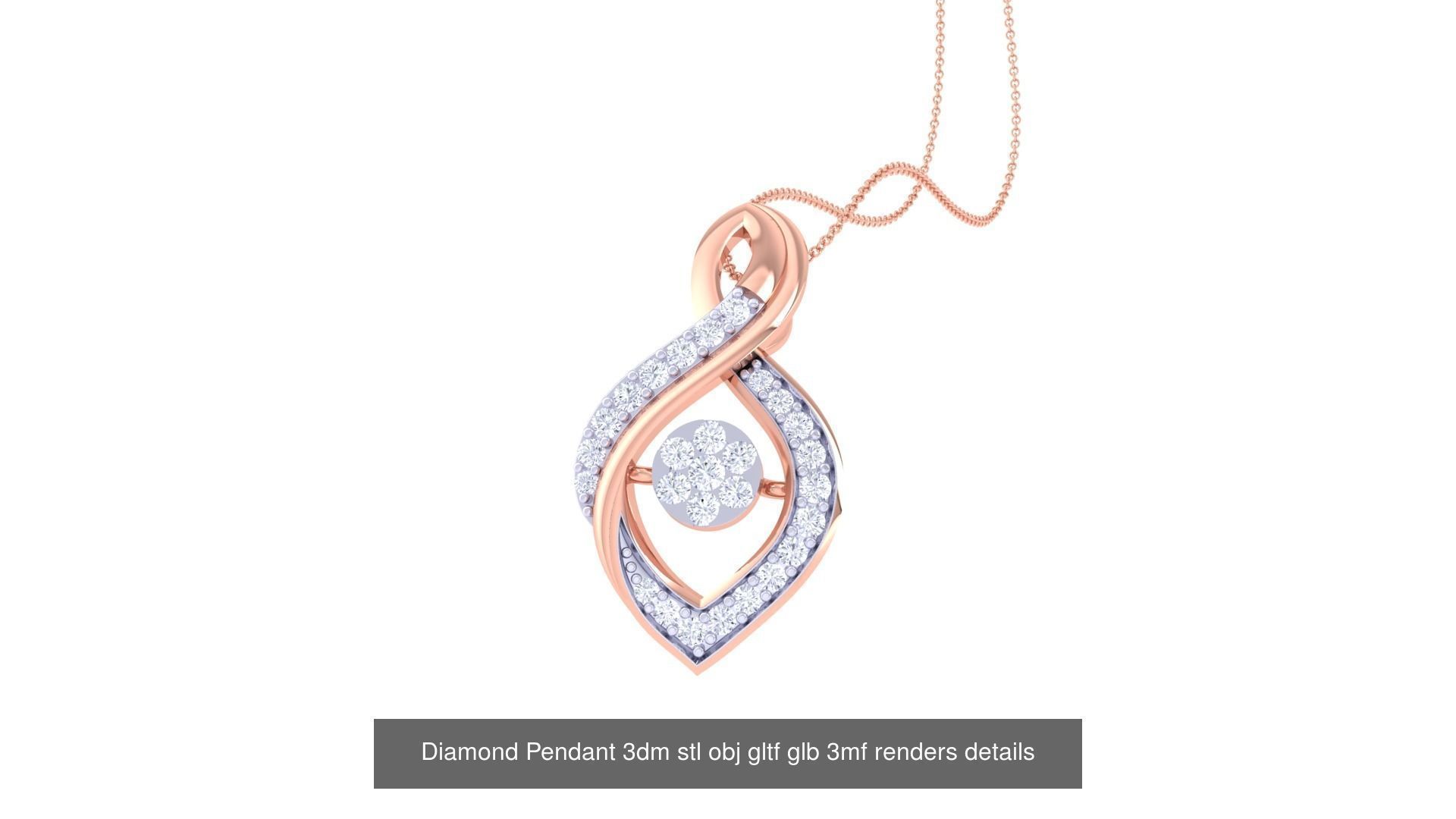 130 Diamond Pendant 3dm stl obj gltf glb 3mf 3D Model Collection_90