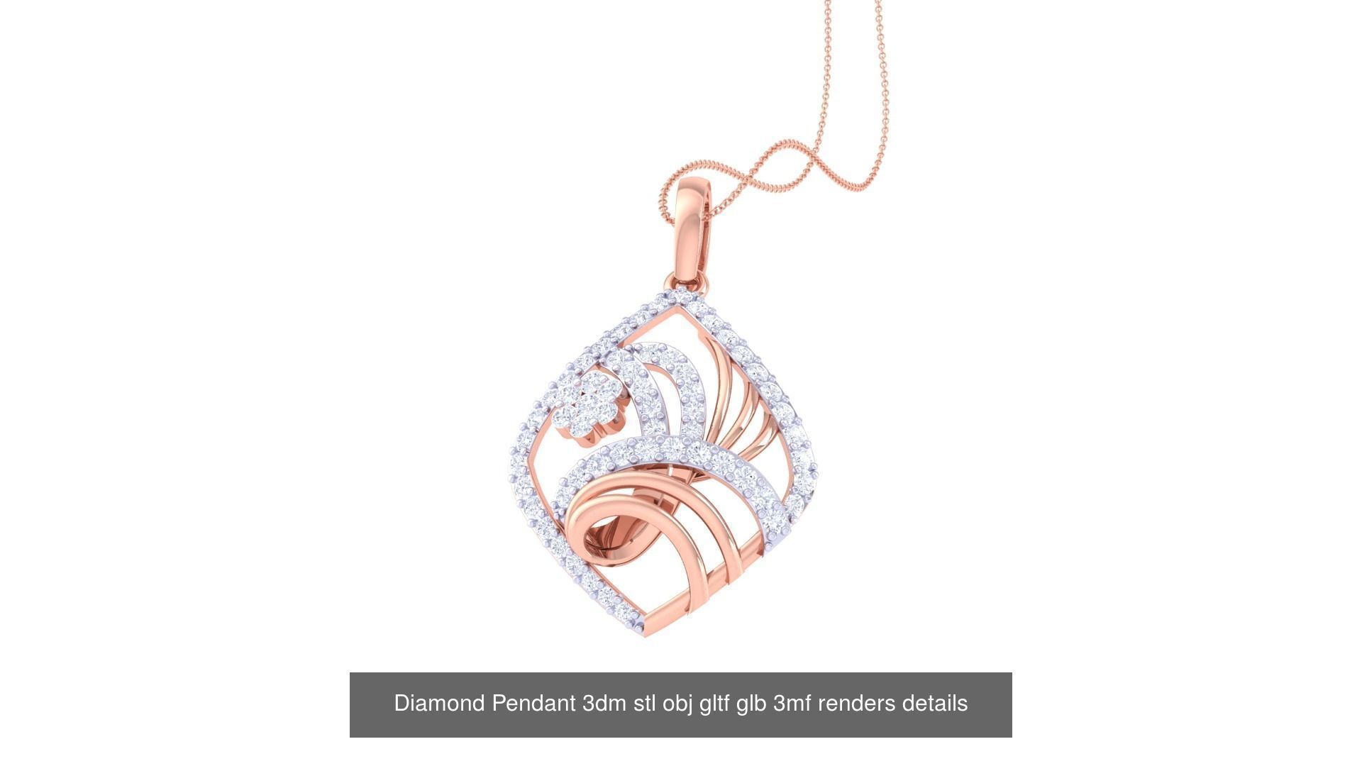 130 Diamond Pendant 3dm stl obj gltf glb 3mf 3D Model Collection_117