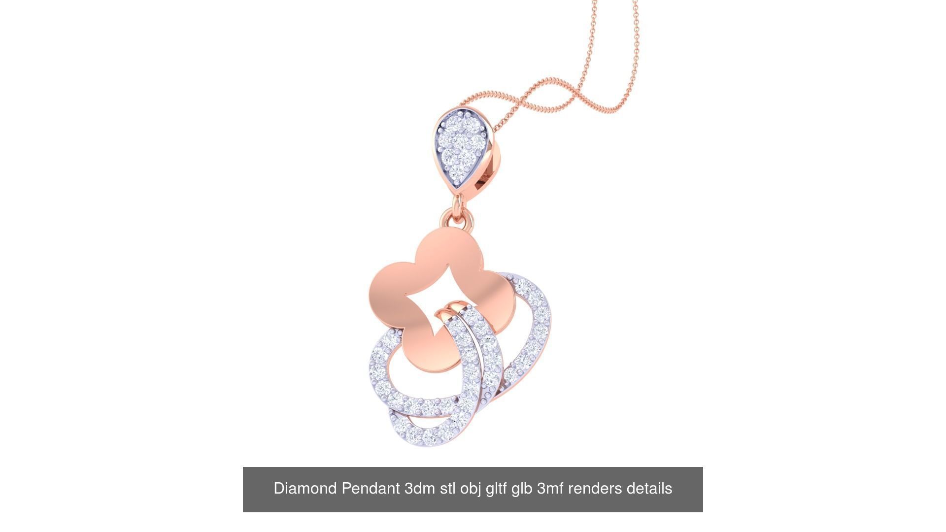 130 Diamond Pendant 3dm stl obj gltf glb 3mf 3D Model Collection_83