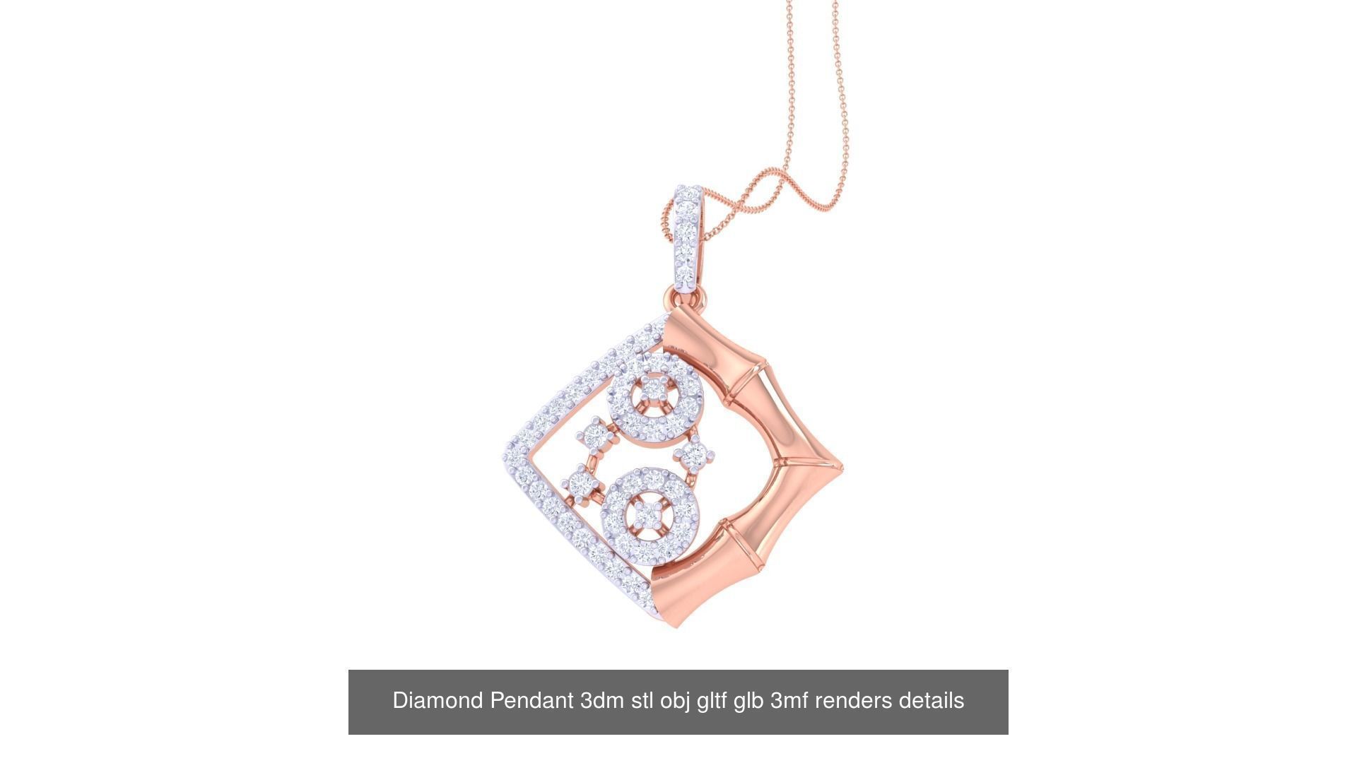 130 Diamond Pendant 3dm stl obj gltf glb 3mf 3D Model Collection_25