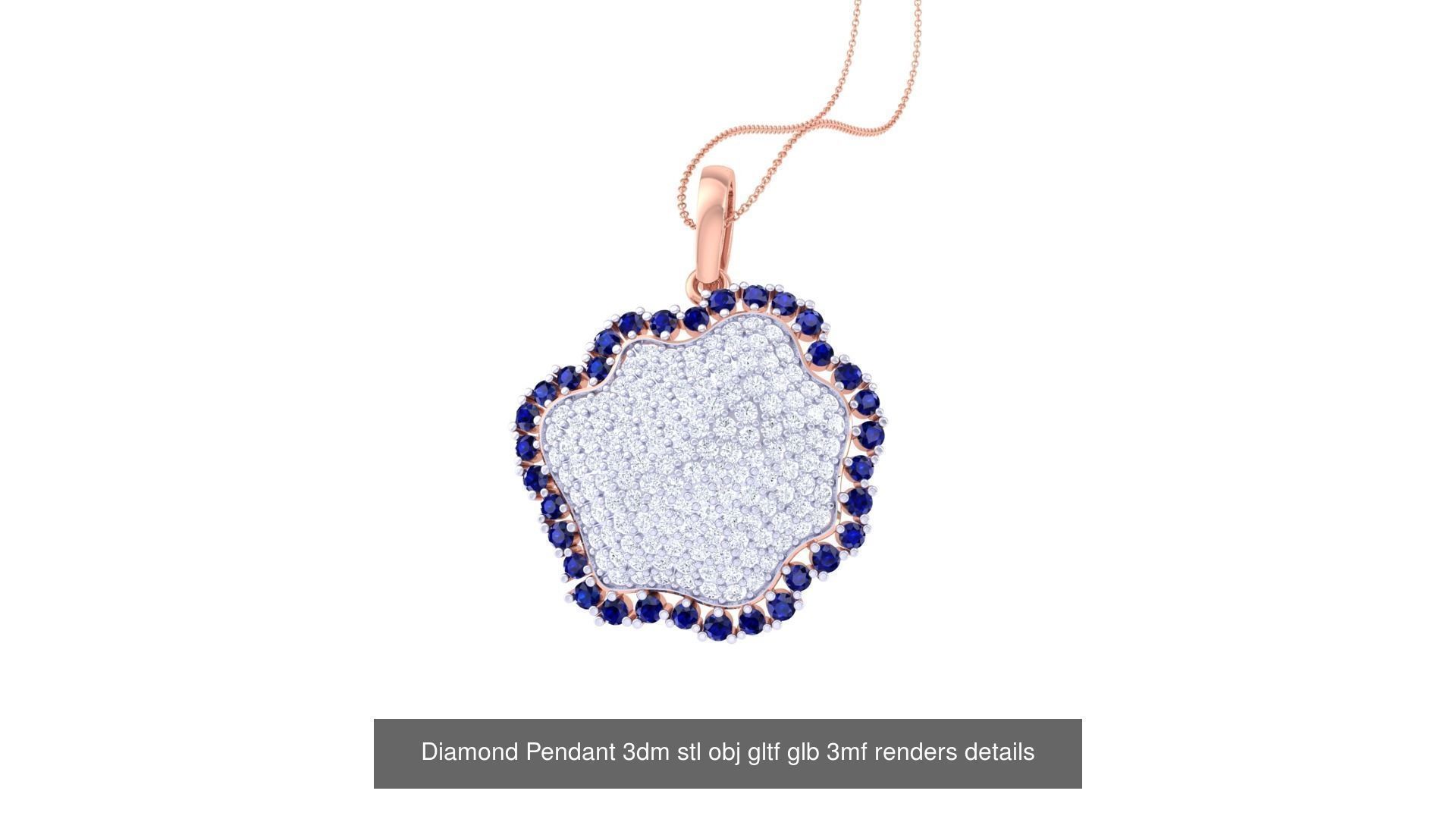 130 Diamond Pendant 3dm stl obj gltf glb 3mf 3D Model Collection_126