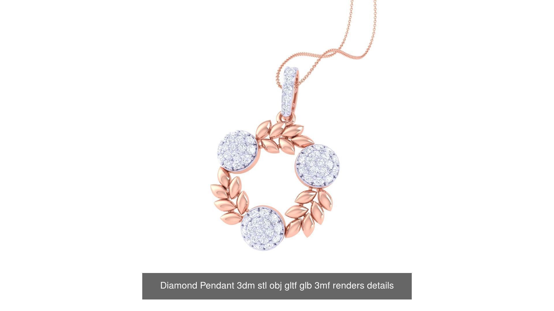 130 Diamond Pendant 3dm stl obj gltf glb 3mf 3D Model Collection_143