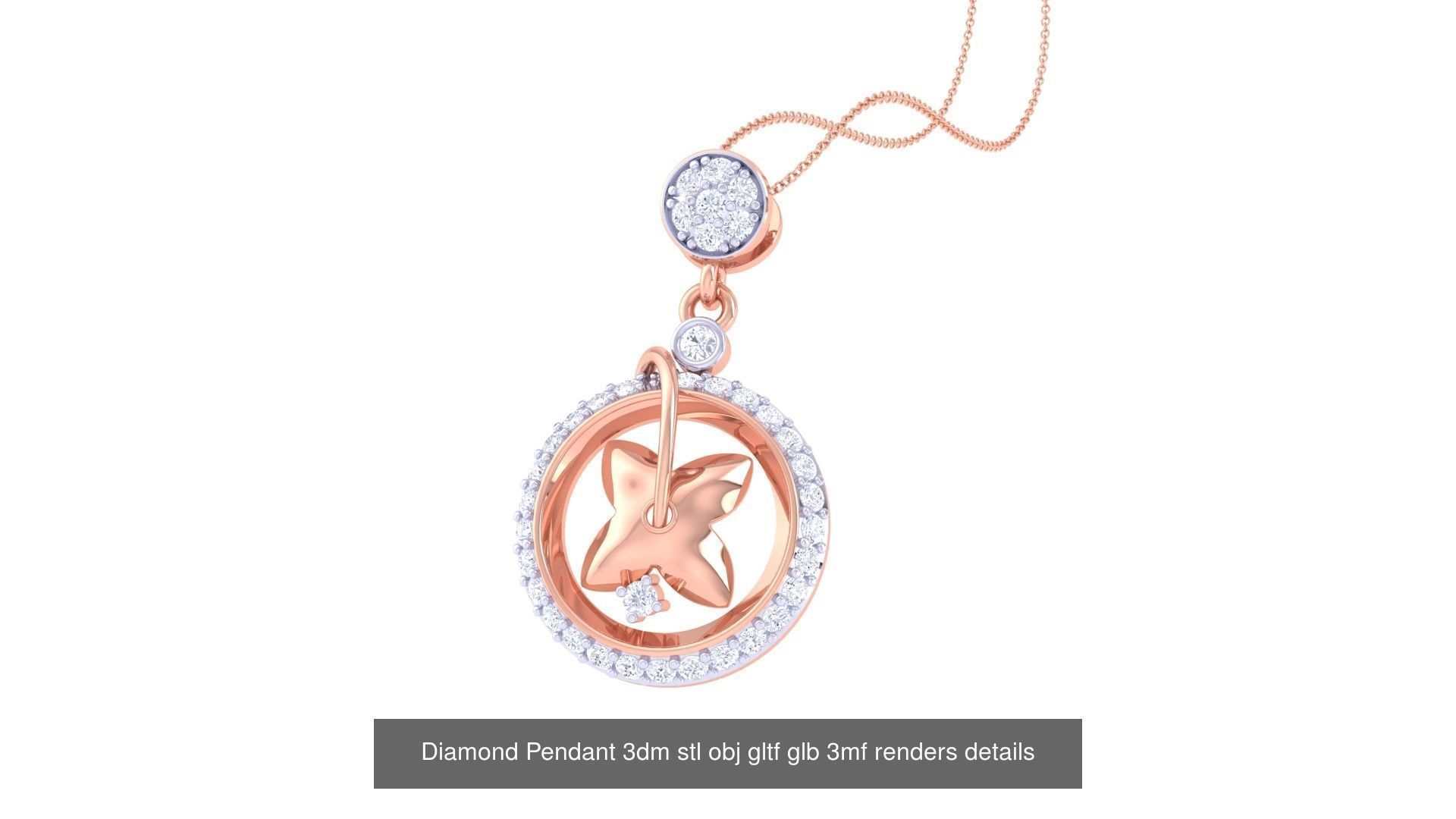 130 Diamond Pendant 3dm stl obj gltf glb 3mf 3D Model Collection_107