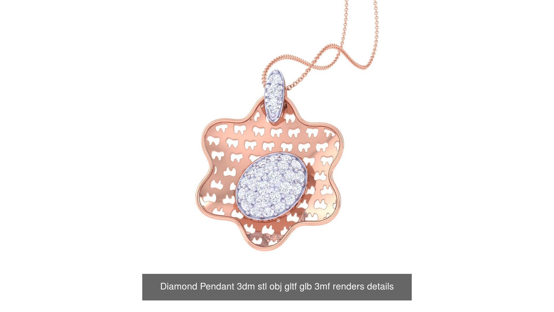 130 Diamond Pendant 3dm stl obj gltf glb 3mf 3D Model Collection_50