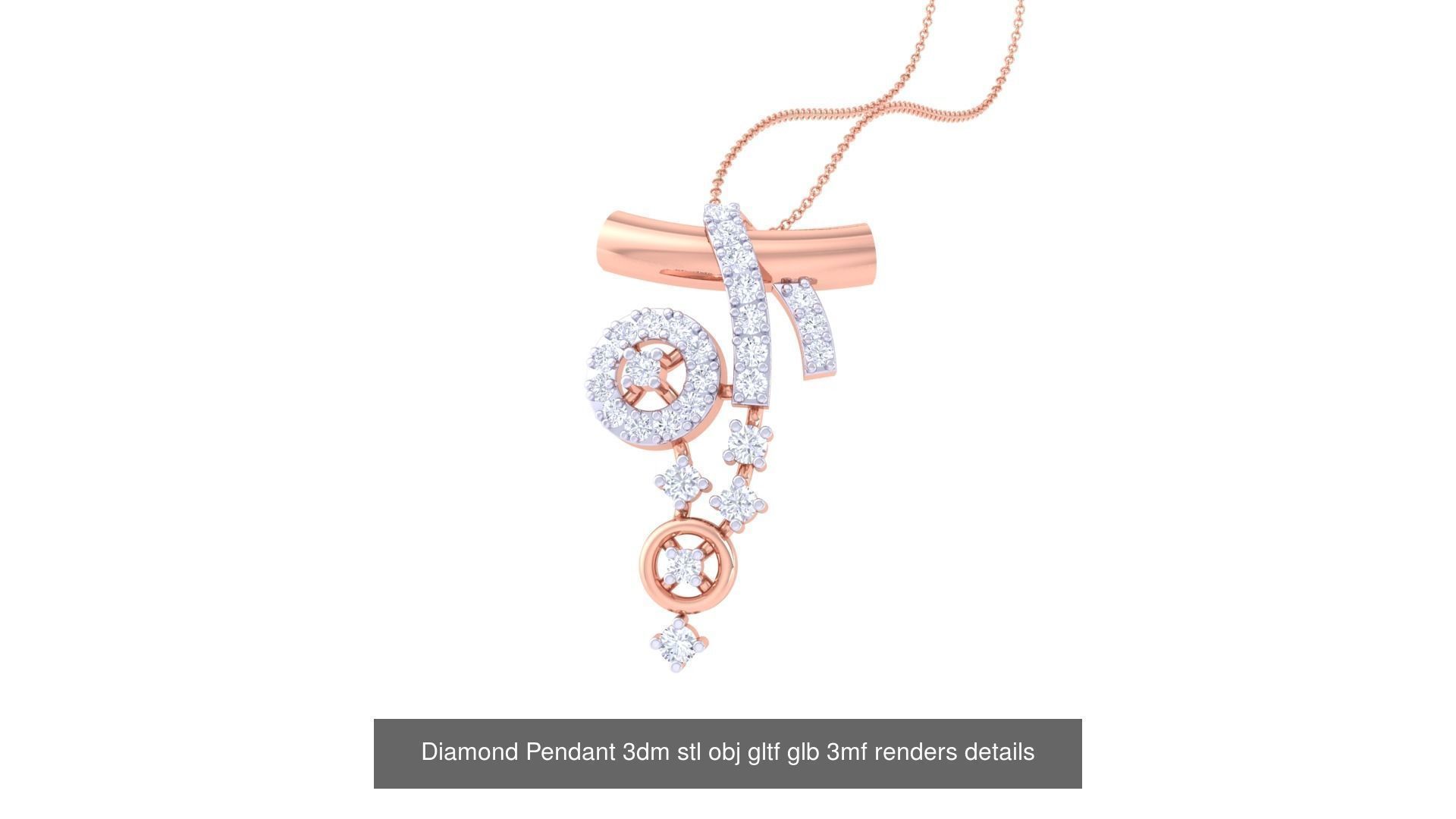 130 Diamond Pendant 3dm stl obj gltf glb 3mf 3D Model Collection_22