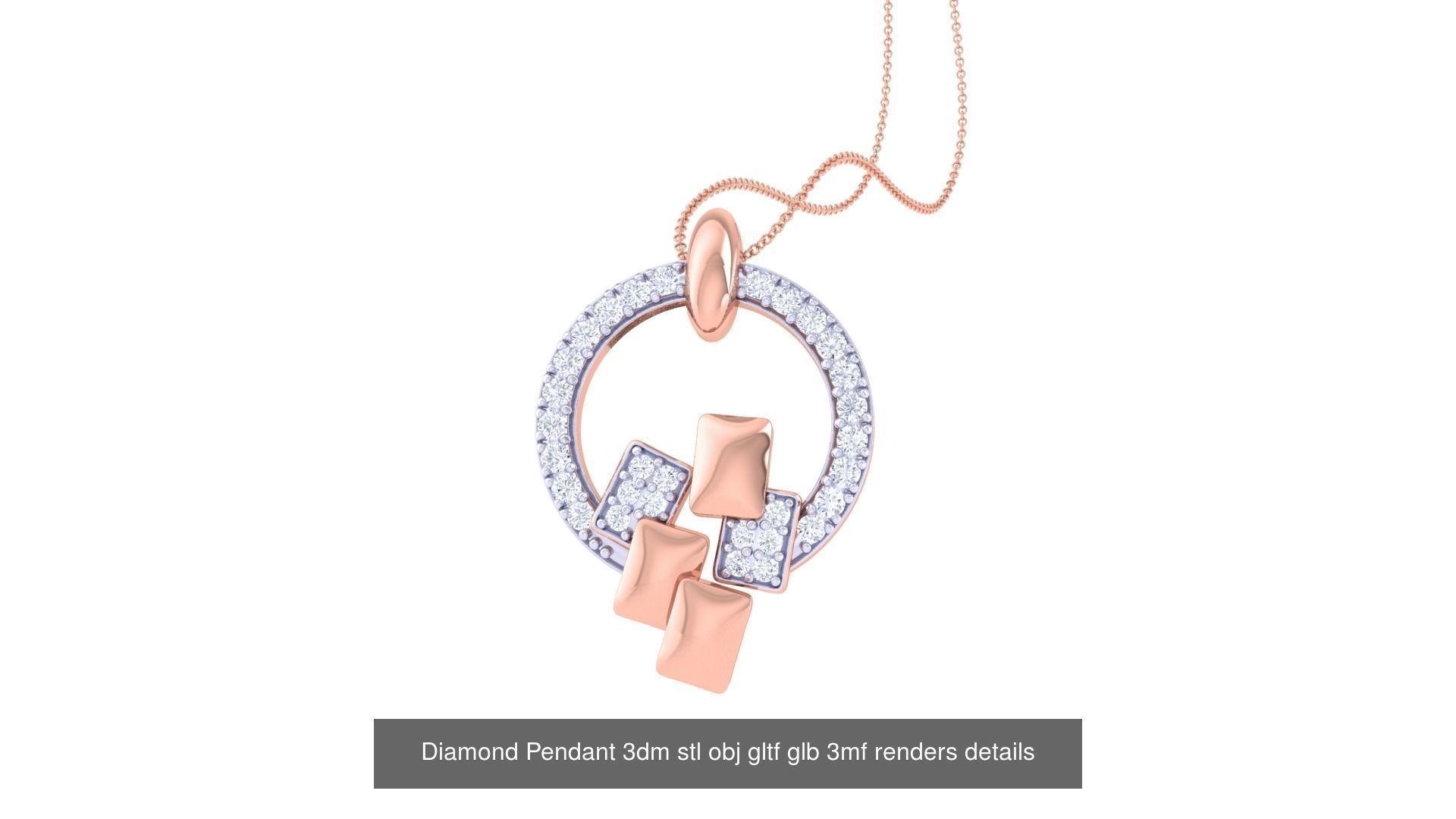 130 Diamond Pendant 3dm stl obj gltf glb 3mf 3D Model Collection_57