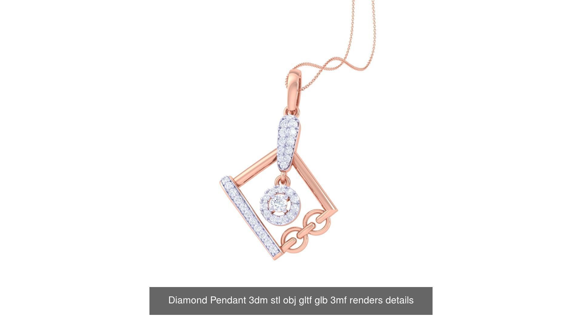 130 Diamond Pendant 3dm stl obj gltf glb 3mf 3D Model Collection_64