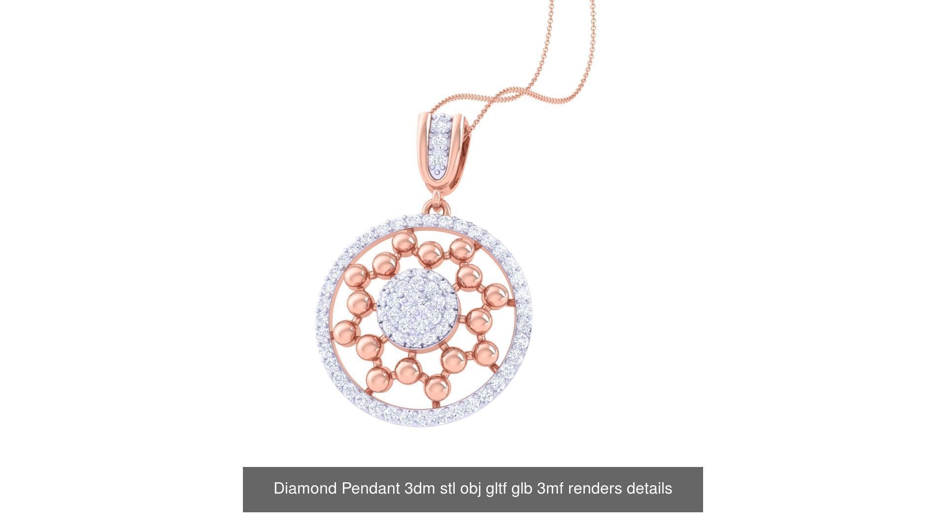 130 Diamond Pendant 3dm stl obj gltf glb 3mf 3D Model Collection_33