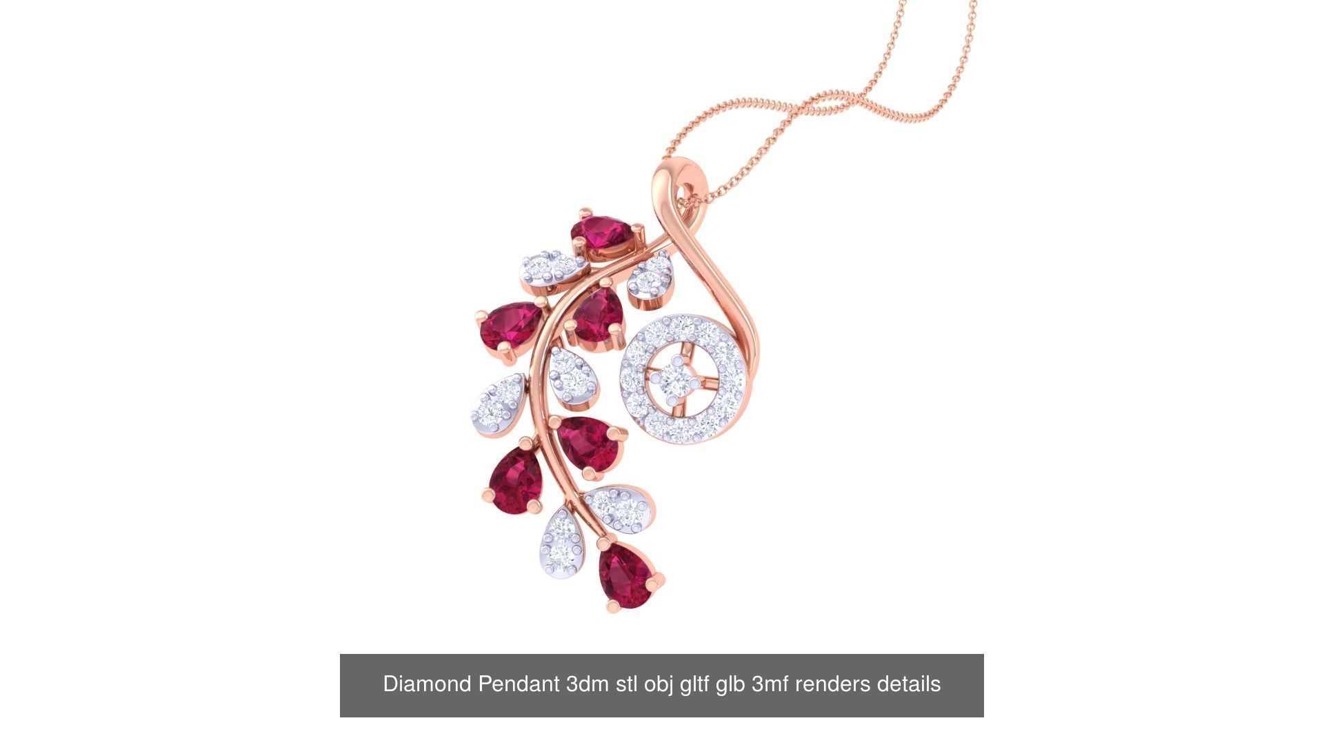 130 Diamond Pendant 3dm stl obj gltf glb 3mf 3D Model Collection_24