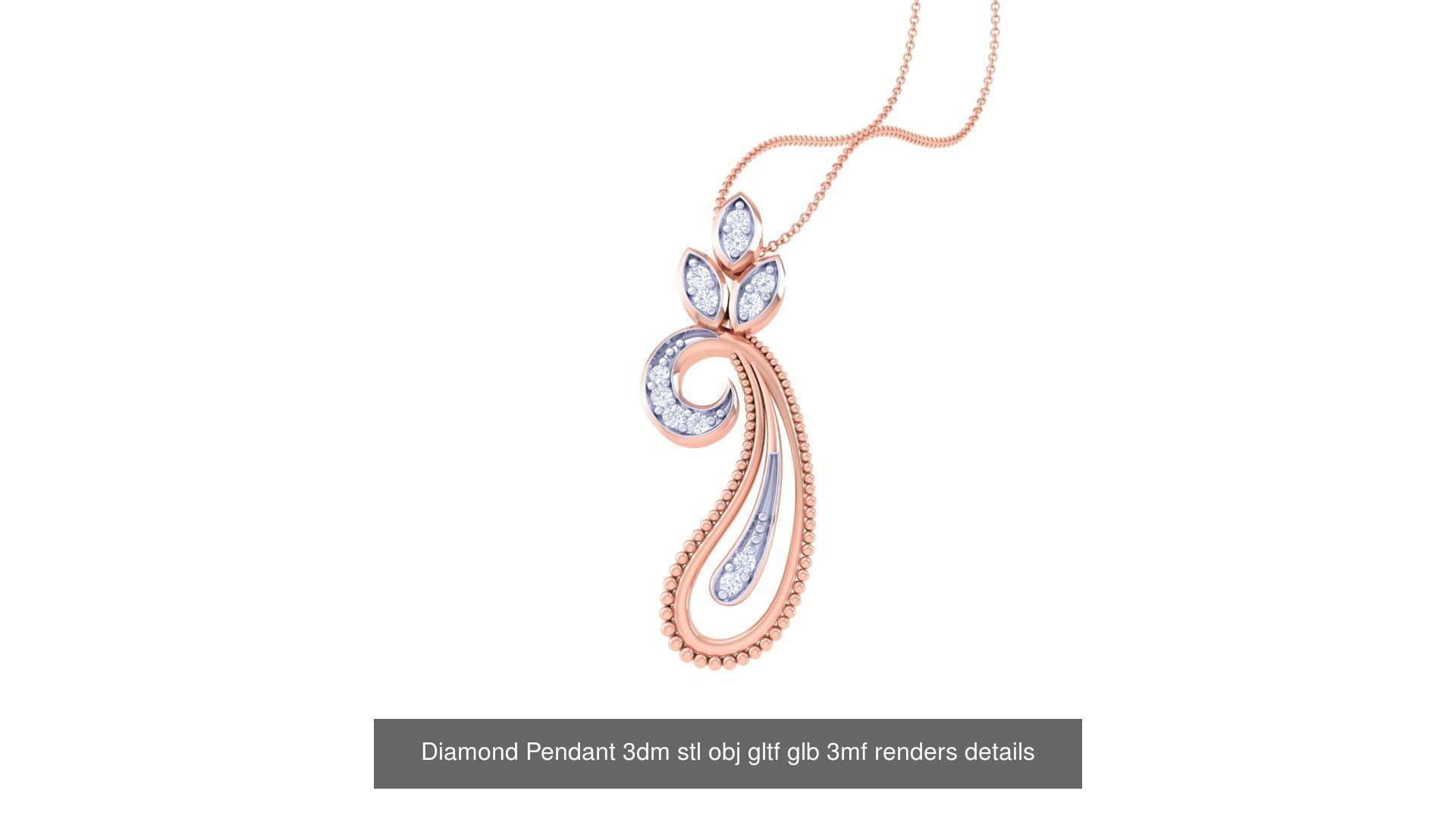 130 Diamond Pendant 3dm stl obj gltf glb 3mf 3D Model Collection_80