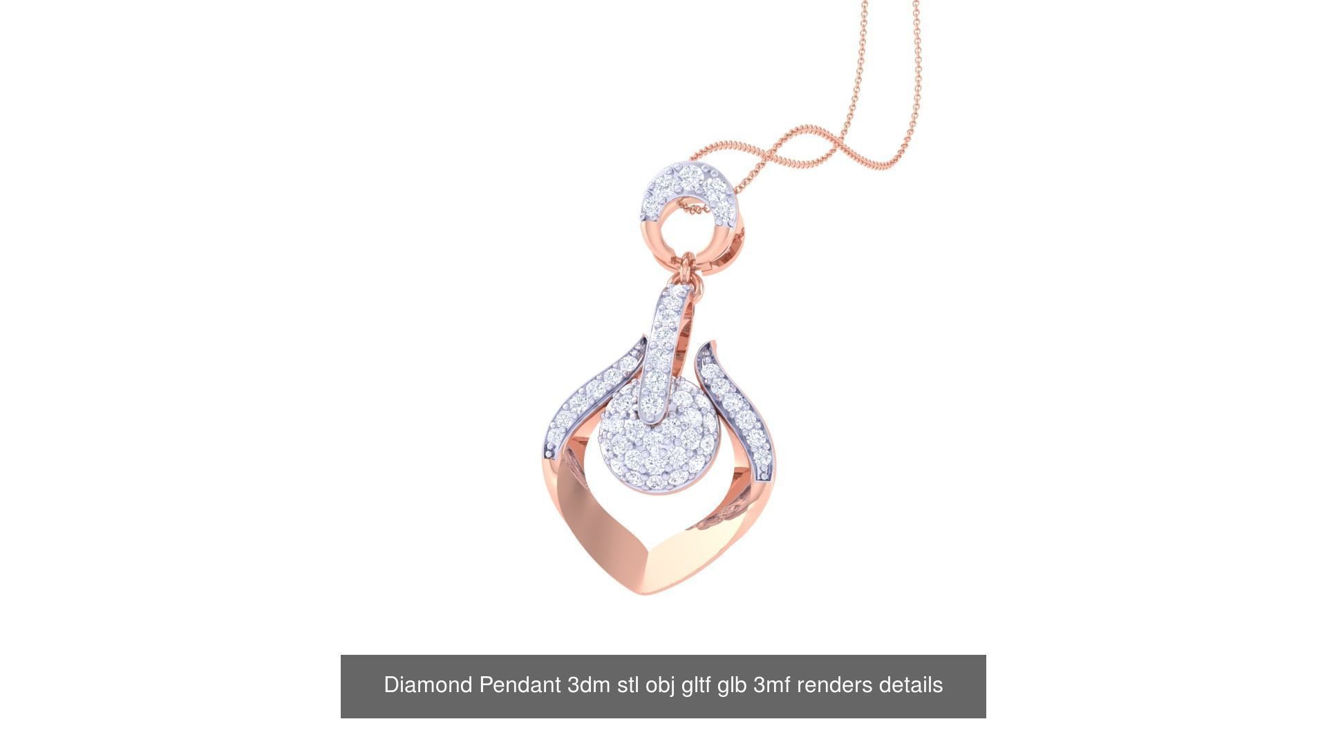 130 Diamond Pendant 3dm stl obj gltf glb 3mf 3D Model Collection_124