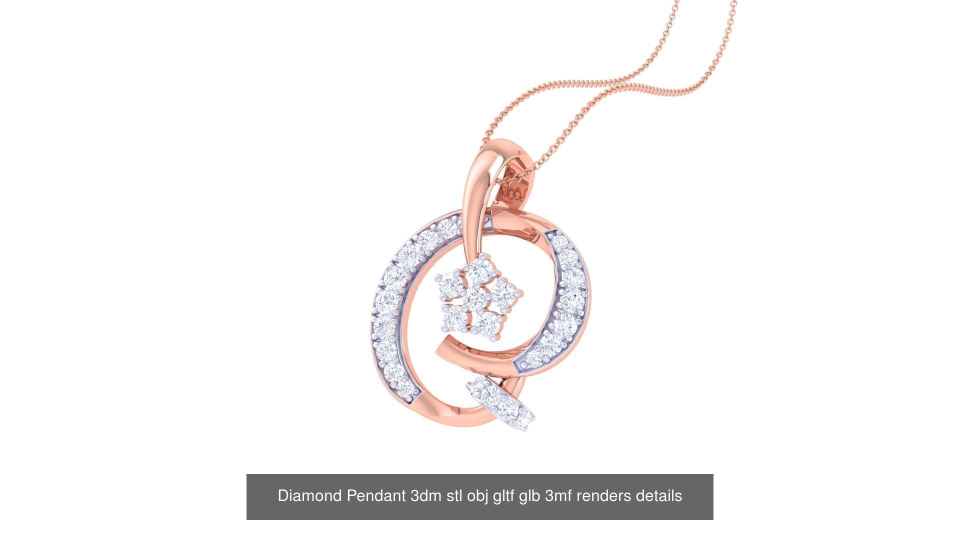 130 Diamond Pendant 3dm stl obj gltf glb 3mf 3D Model Collection_79