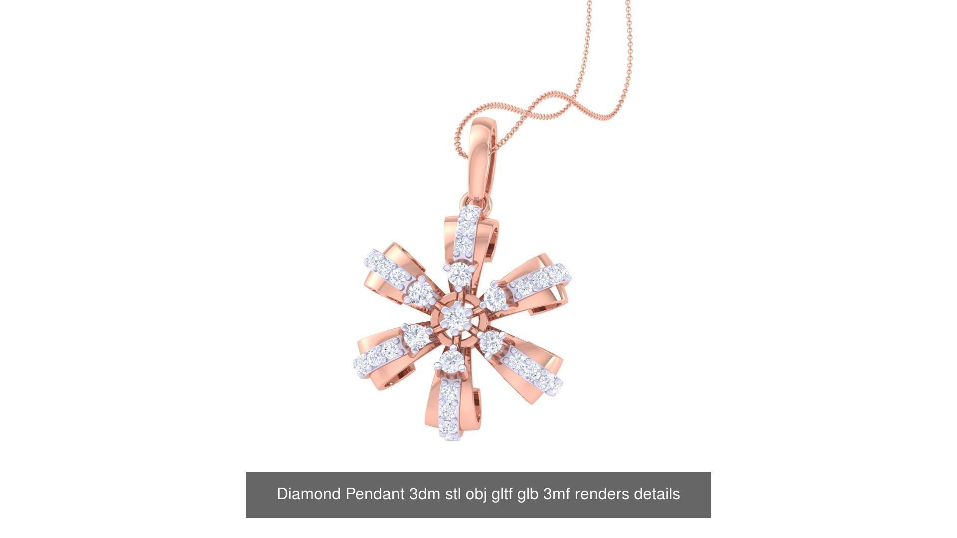 130 Diamond Pendant 3dm stl obj gltf glb 3mf 3D Model Collection_18