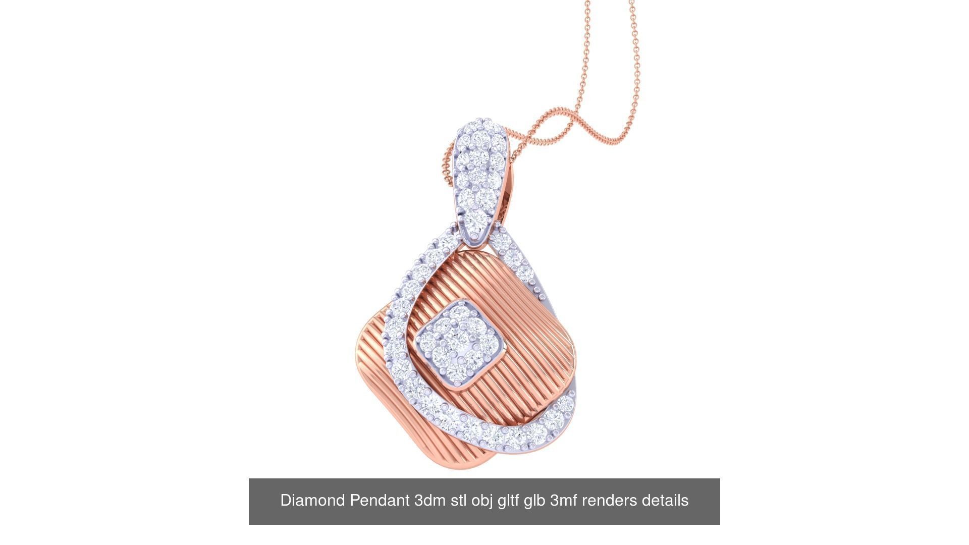 130 Diamond Pendant 3dm stl obj gltf glb 3mf 3D Model Collection_59