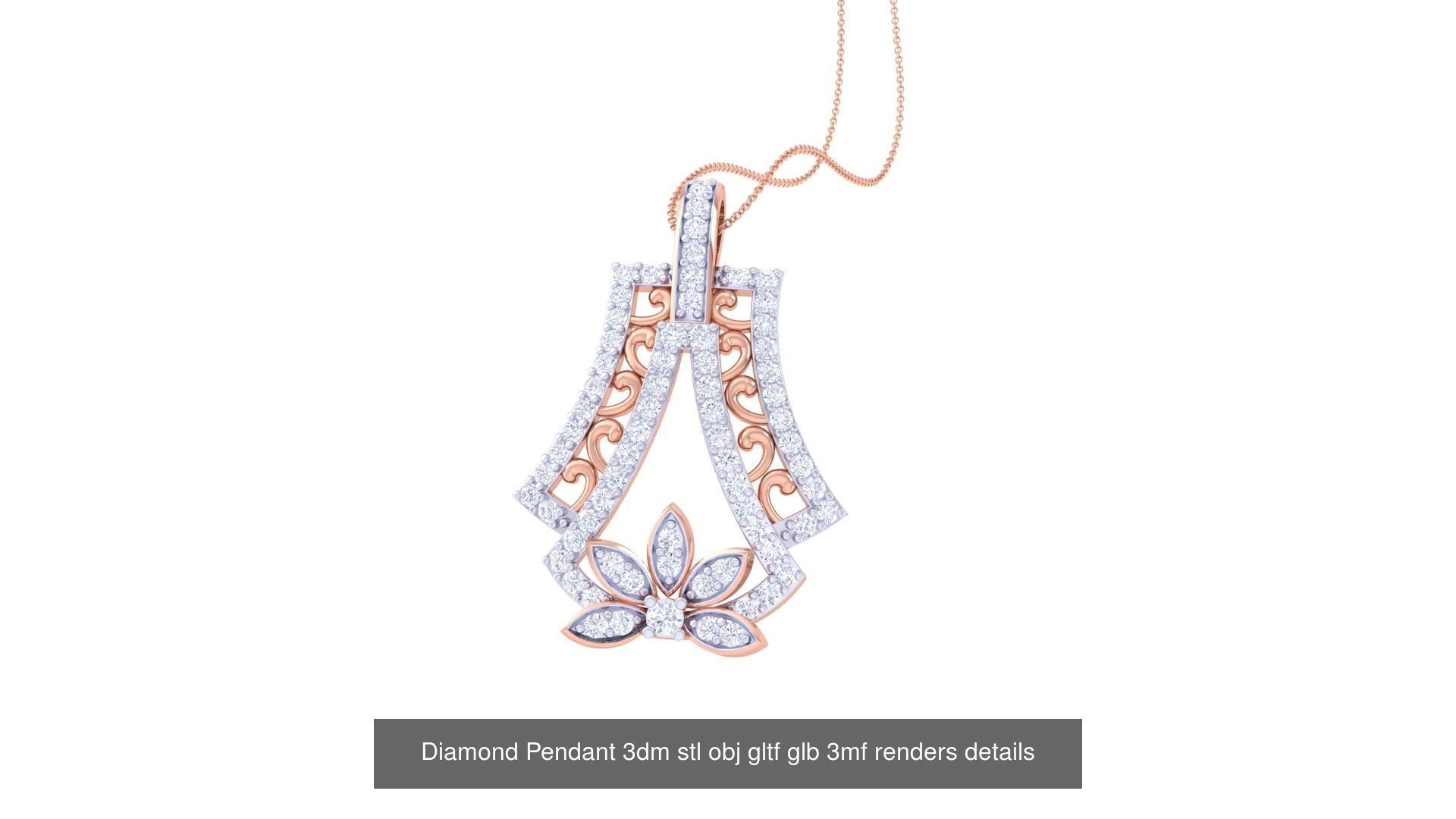 130 Diamond Pendant 3dm stl obj gltf glb 3mf 3D Model Collection_56