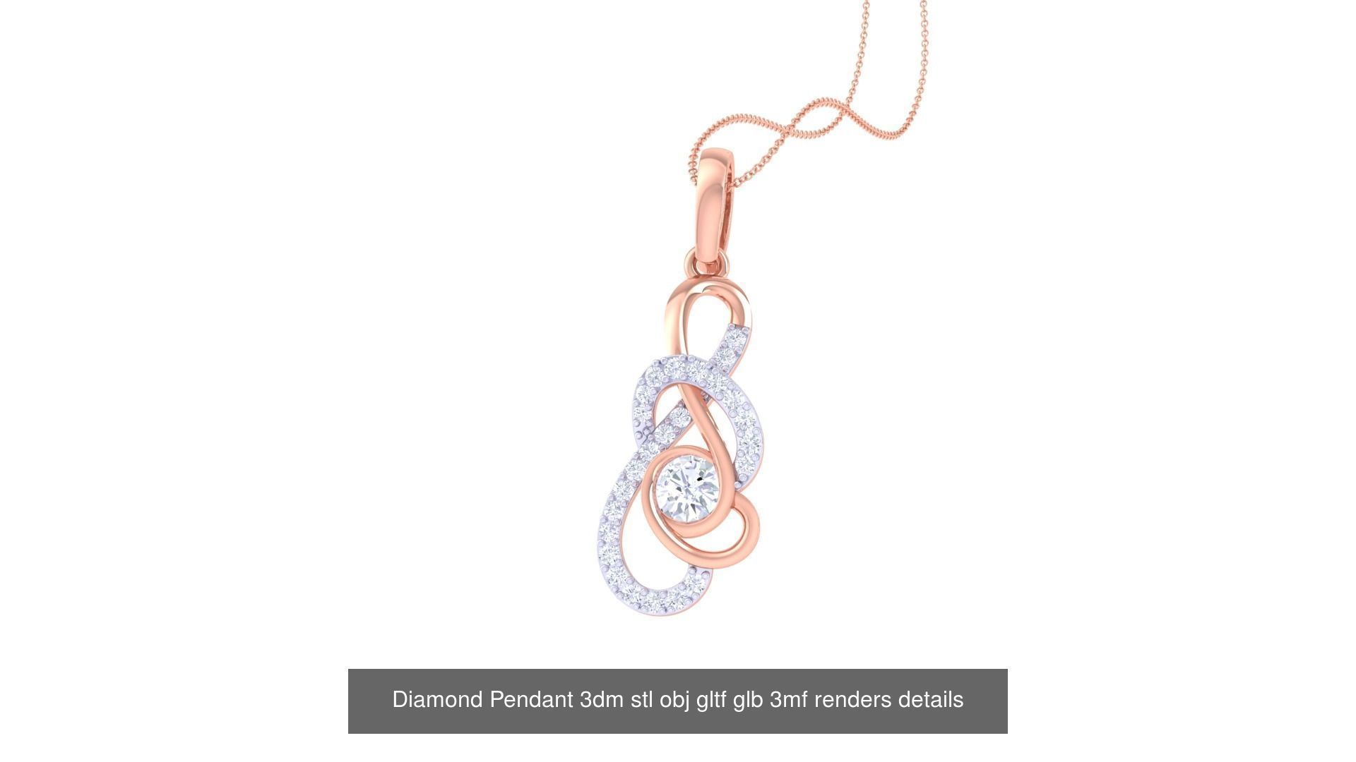 130 Diamond Pendant 3dm stl obj gltf glb 3mf 3D Model Collection_75