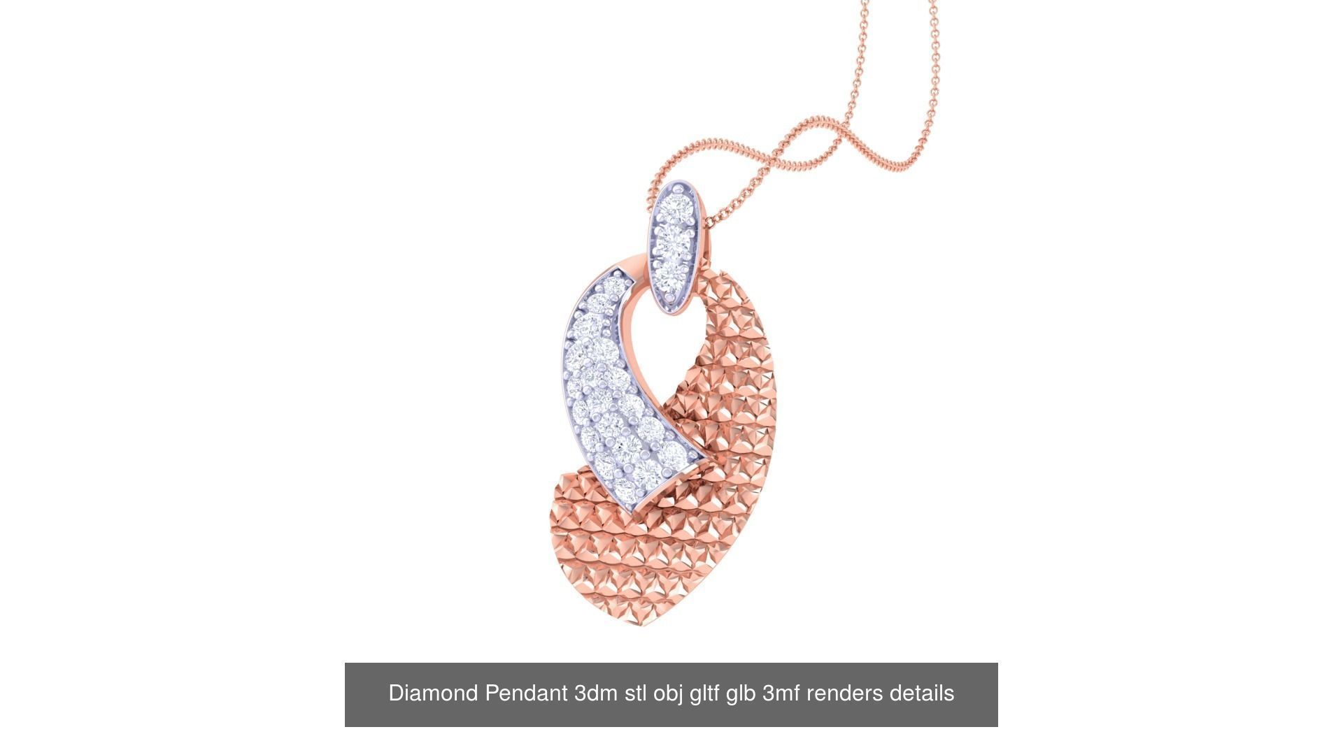 130 Diamond Pendant 3dm stl obj gltf glb 3mf 3D Model Collection_42