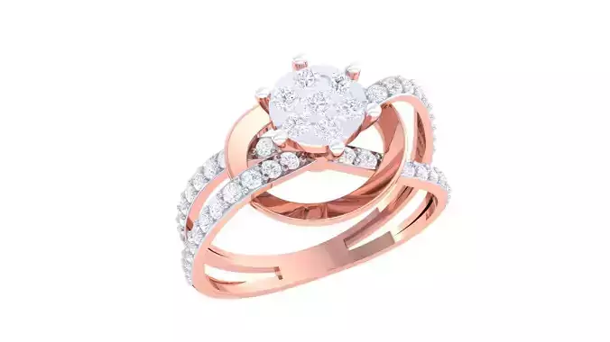 Wire High Jewelry Diamond Cocktail Ring 3dm stl obj mtl glb 