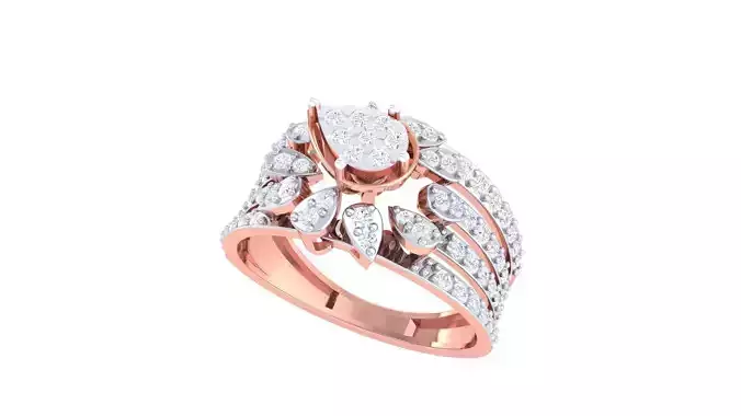 High Jewelry Diamond Cocktail Ring 3dm stl obj mtl glb 